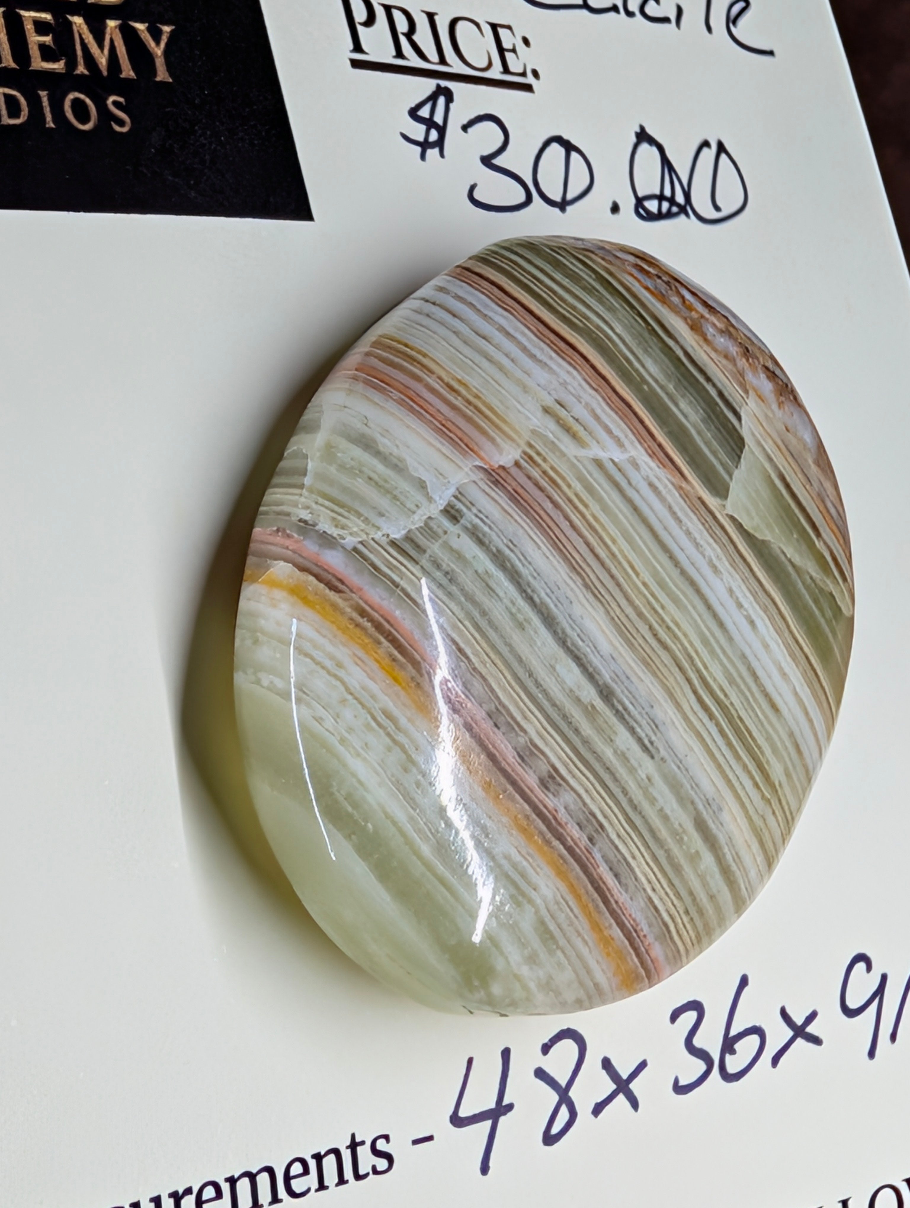 Green Banded Calcite Cabochon by Sacred Alchemy Studios