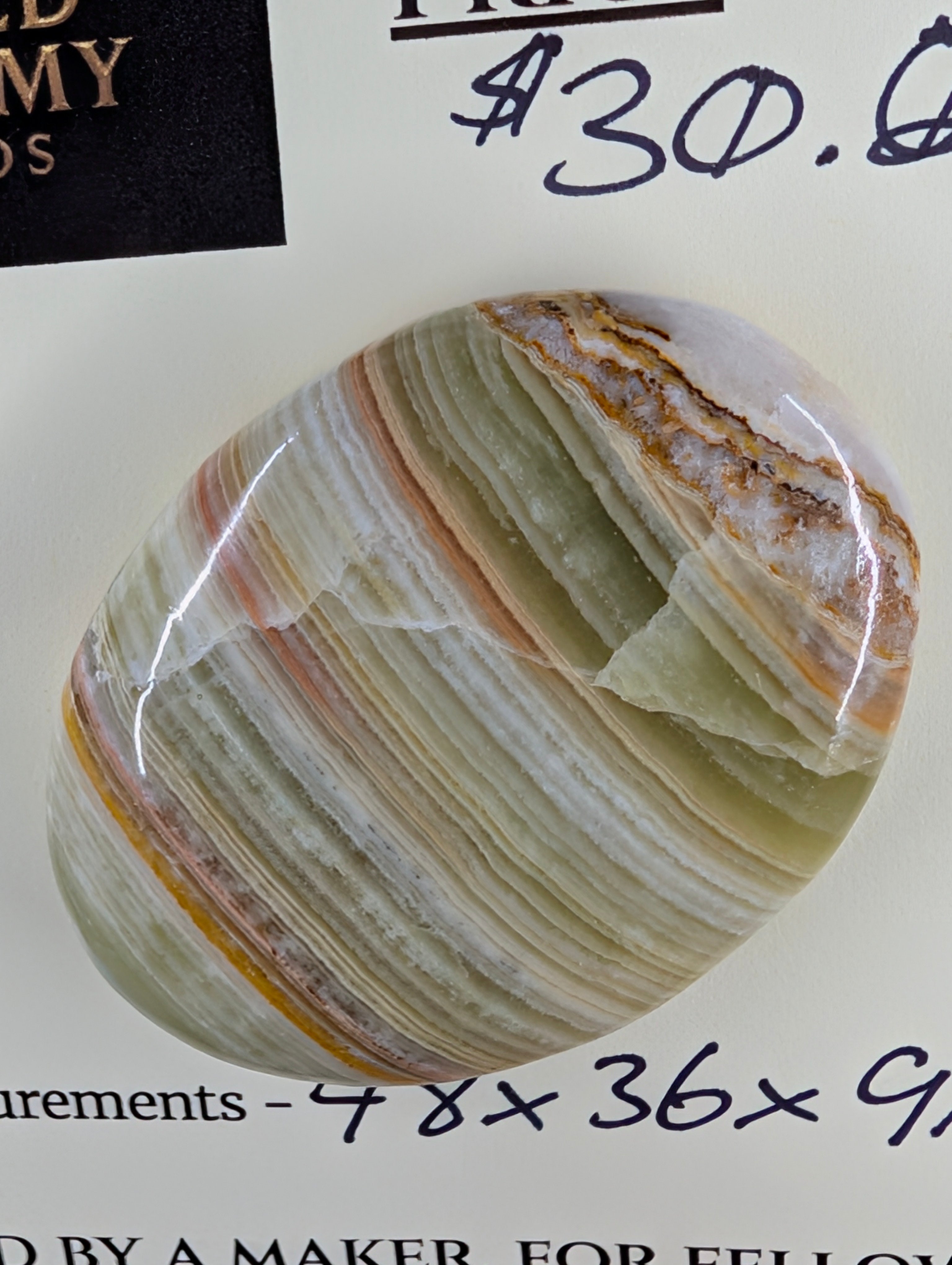 Green Banded Calcite Cabochon by Sacred Alchemy Studios
