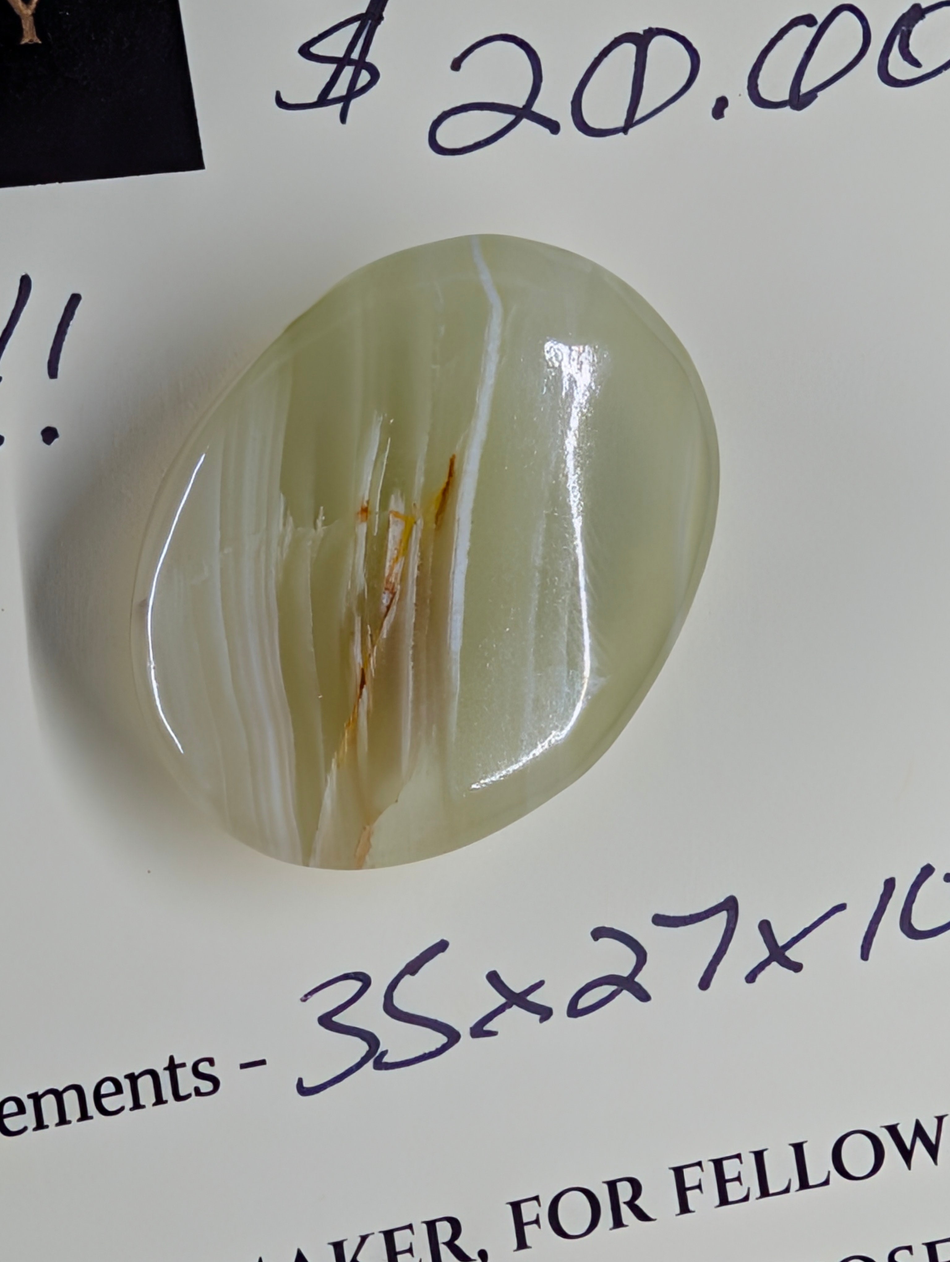 Green Banded Calcite Cabochon for Wire Wrapping - Back not Flat by Sacred Alchemy Studios