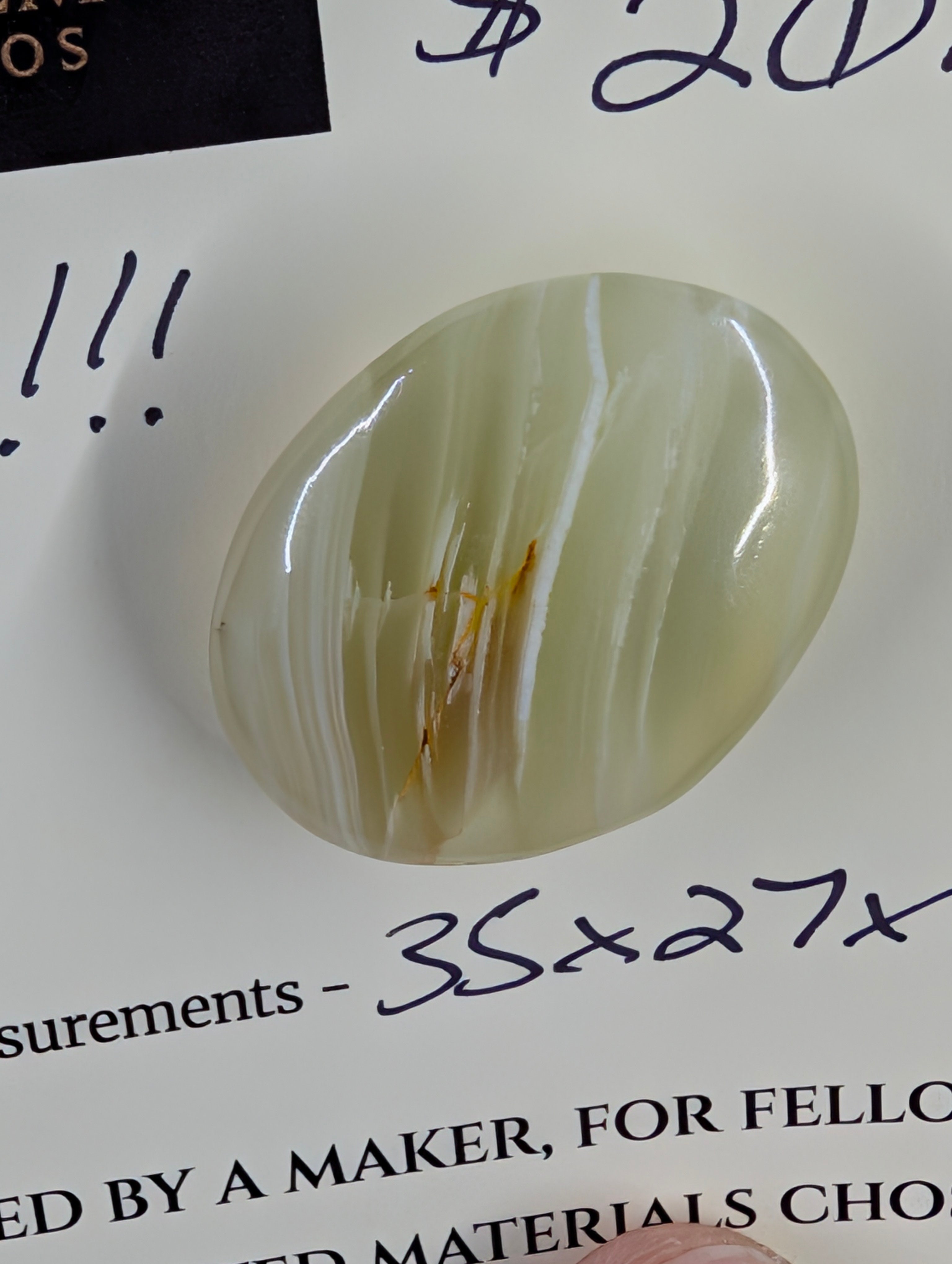 Green Banded Calcite Cabochon for Wire Wrapping - Back not Flat by Sacred Alchemy Studios