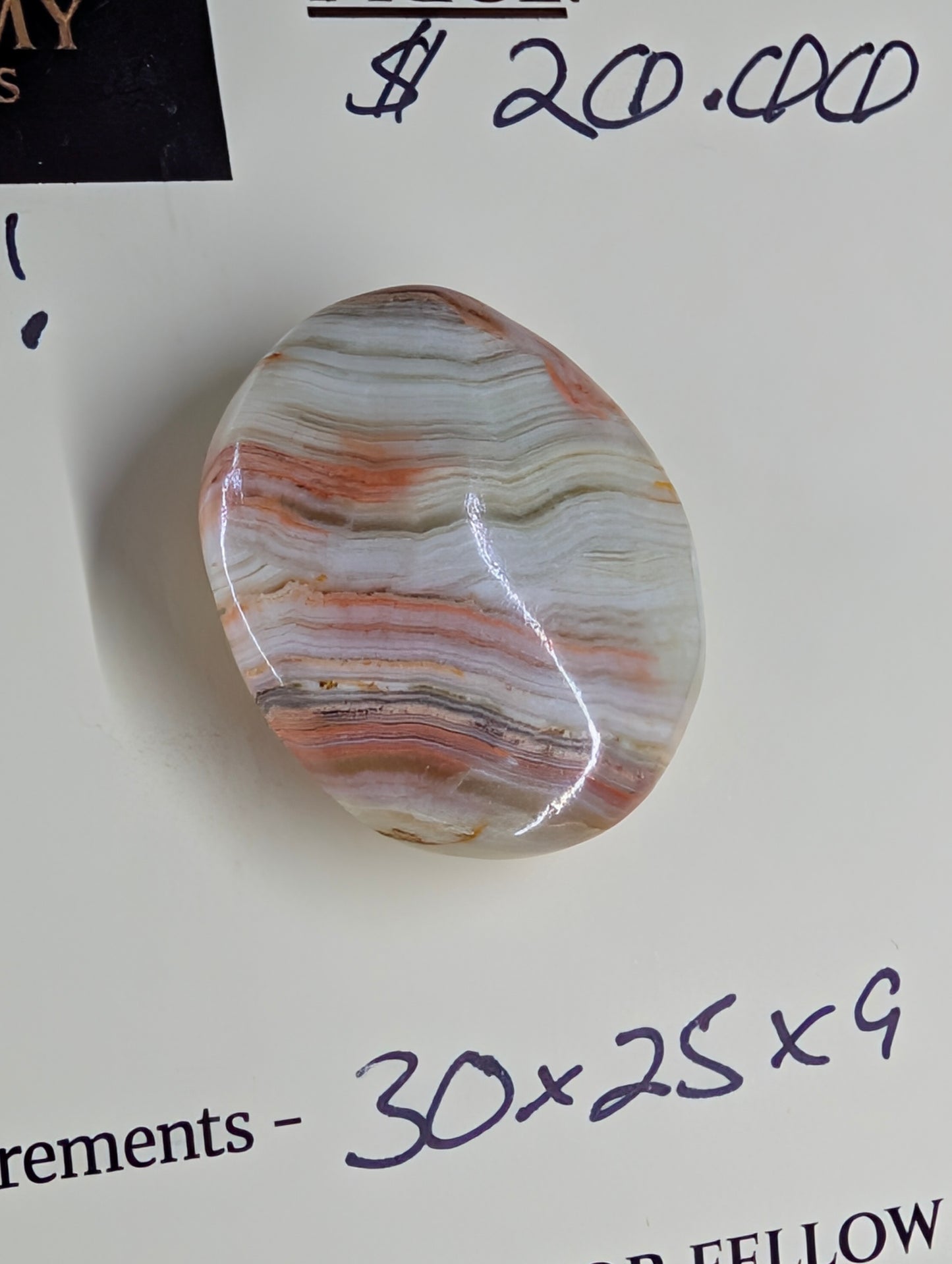 Green Banded Calcite Cabochon for Wire Wrapping - Back not Flat