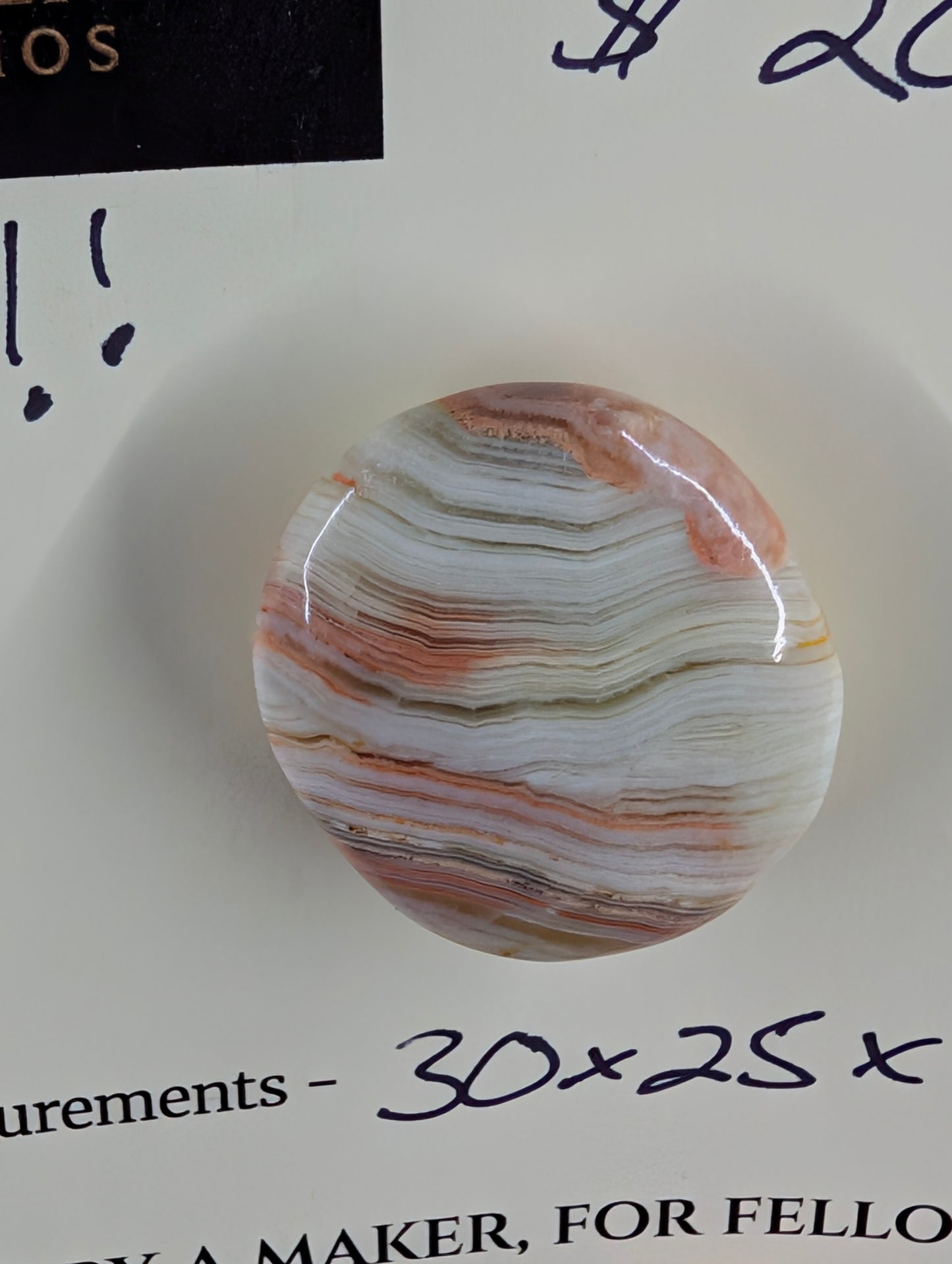 Green Banded Calcite Cabochon for Wire Wrapping - Back not Flat