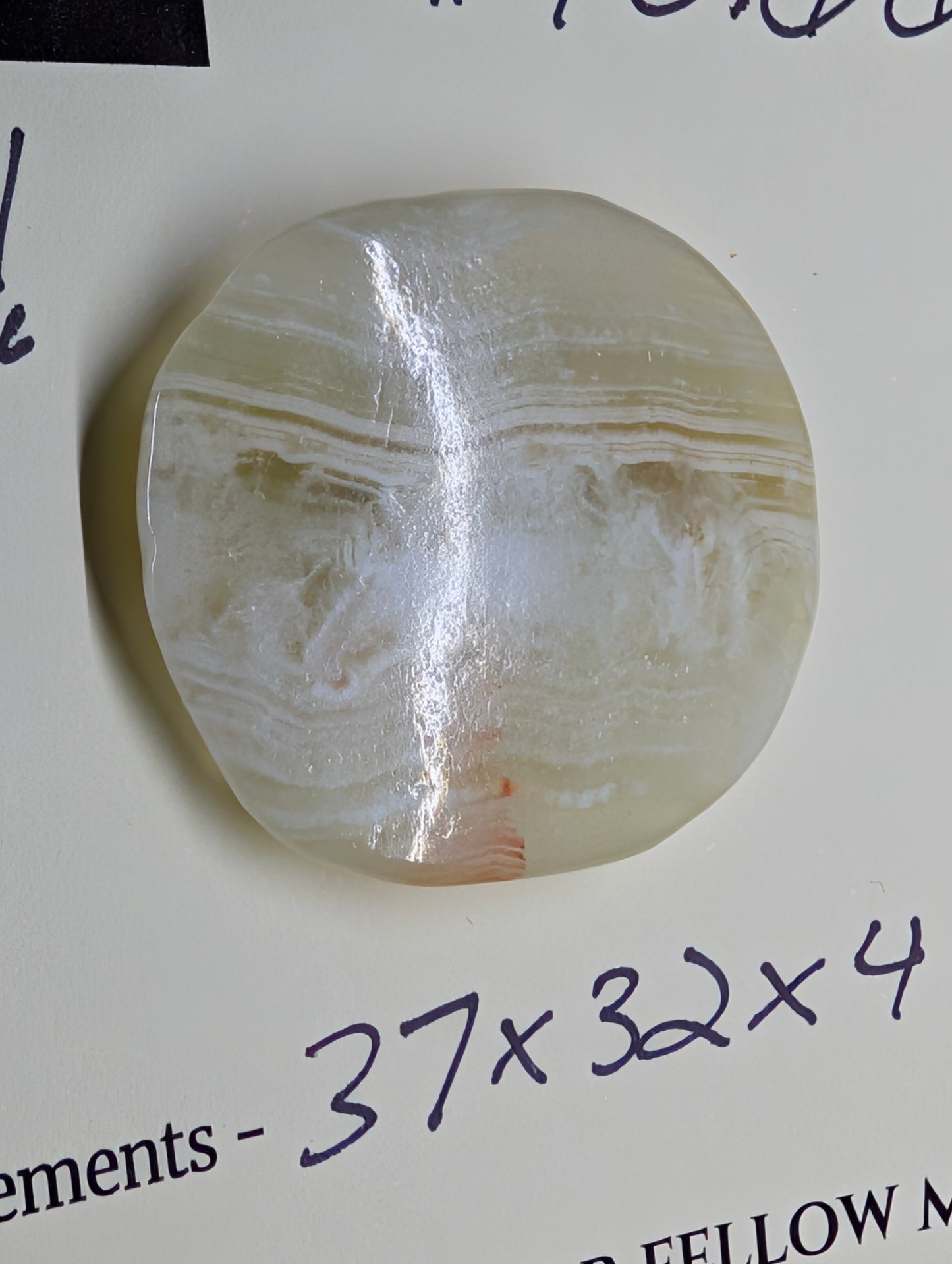 Green Banded Calcite Cabochon for Wire Wrapping - Back not Flat