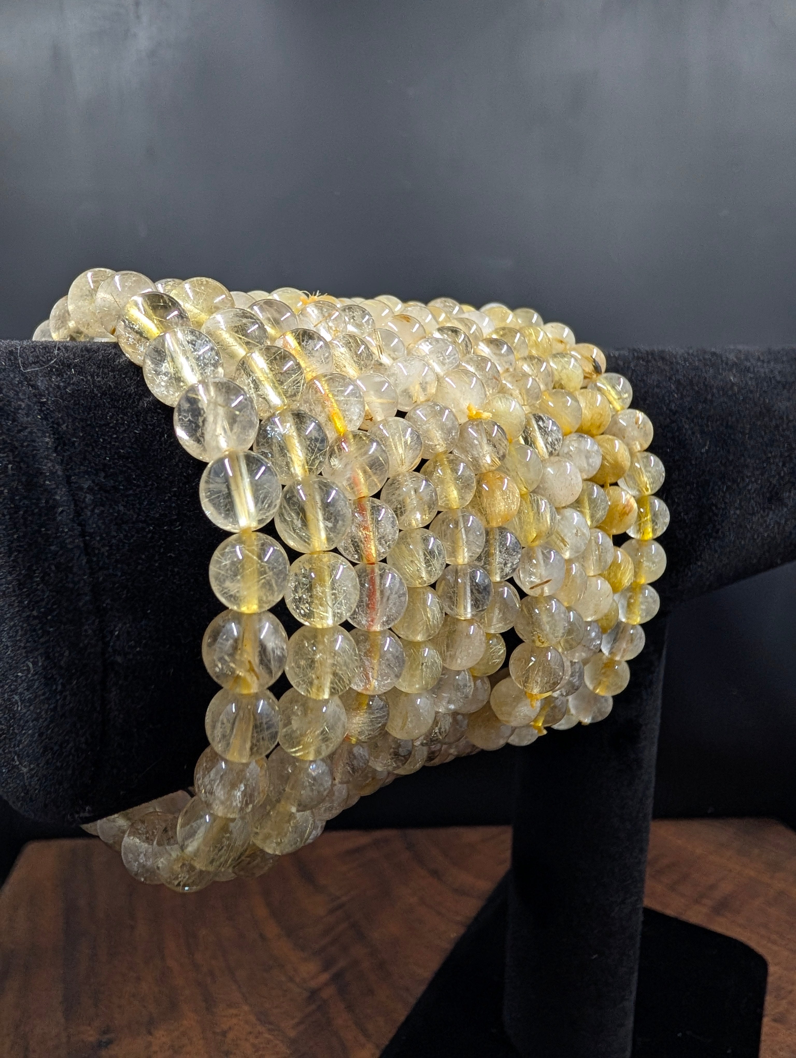 Golden Radiance Rutilated Quartz Bracelet 4mm by Sacred Alchemy Studios