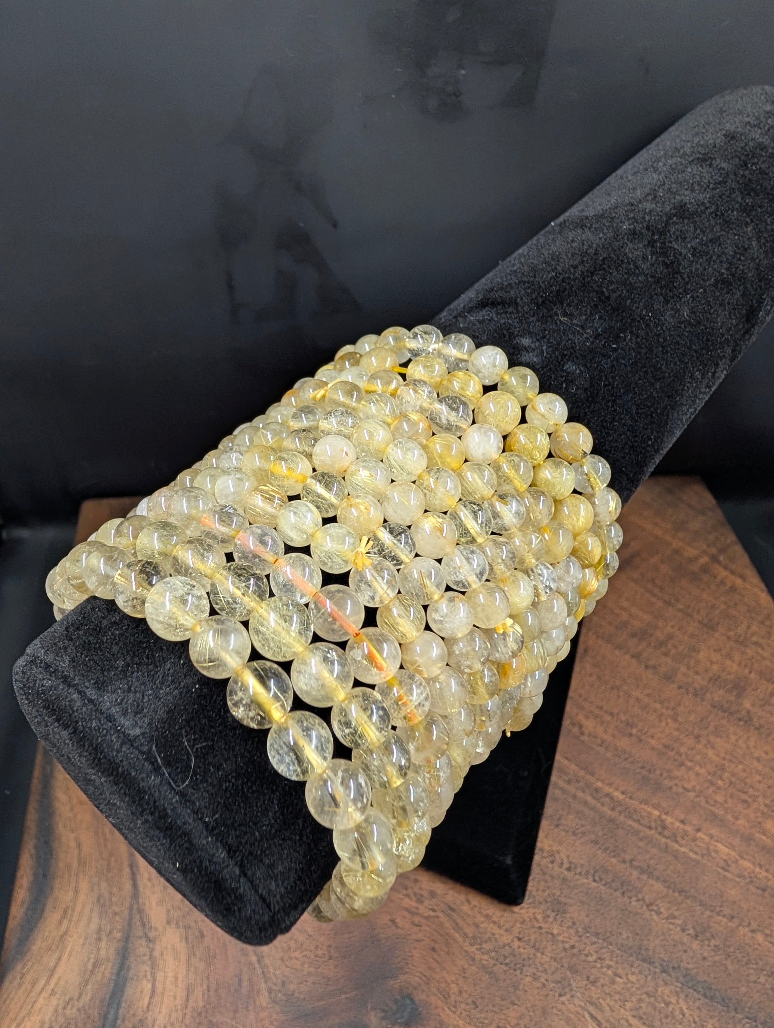 Golden Radiance Rutilated Quartz Bracelet 4mm by Sacred Alchemy Studios