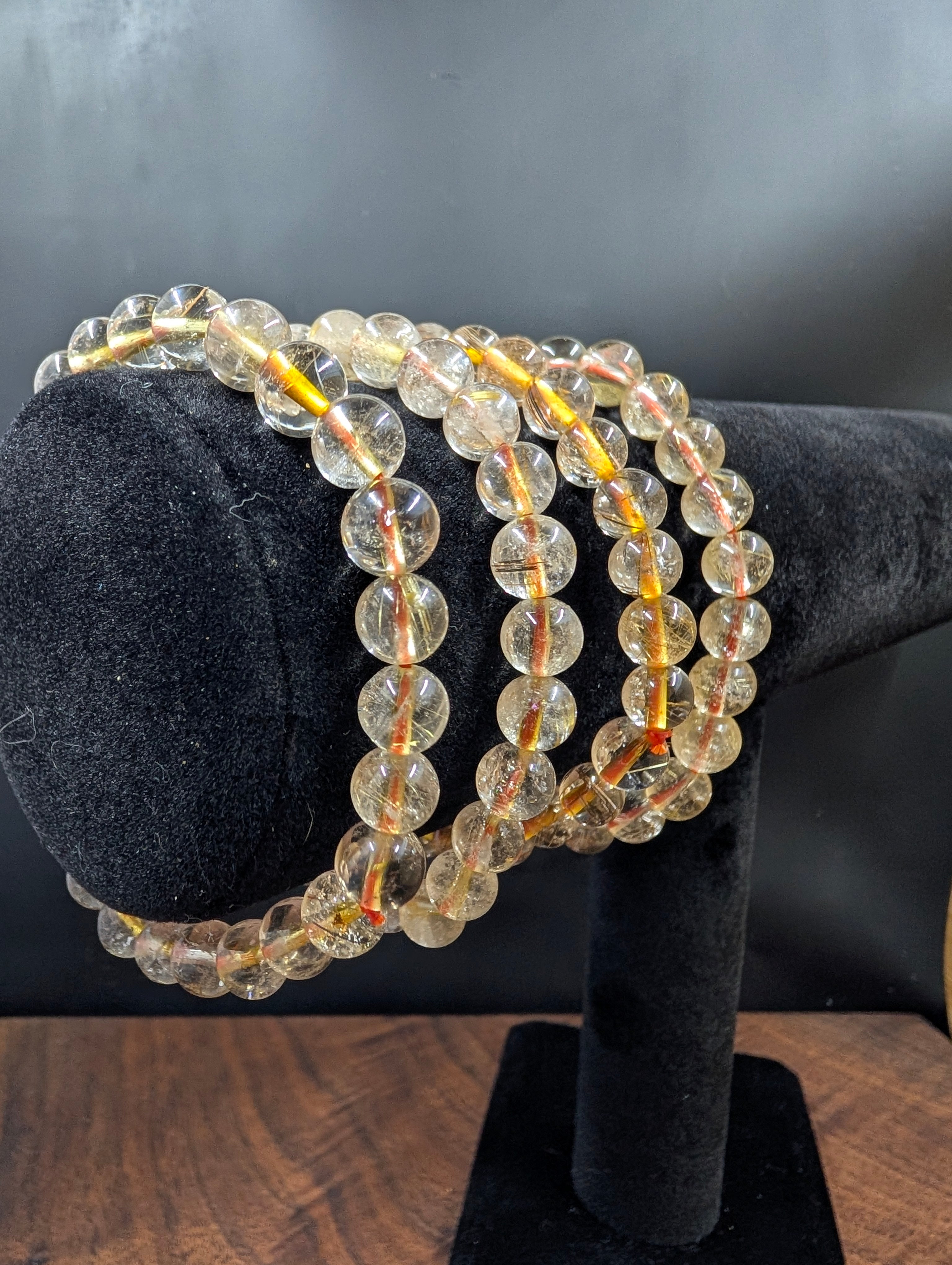 Golden Radiance Rutilated Quartz Bracelet 6 mm by Sacred Alchemy Studios