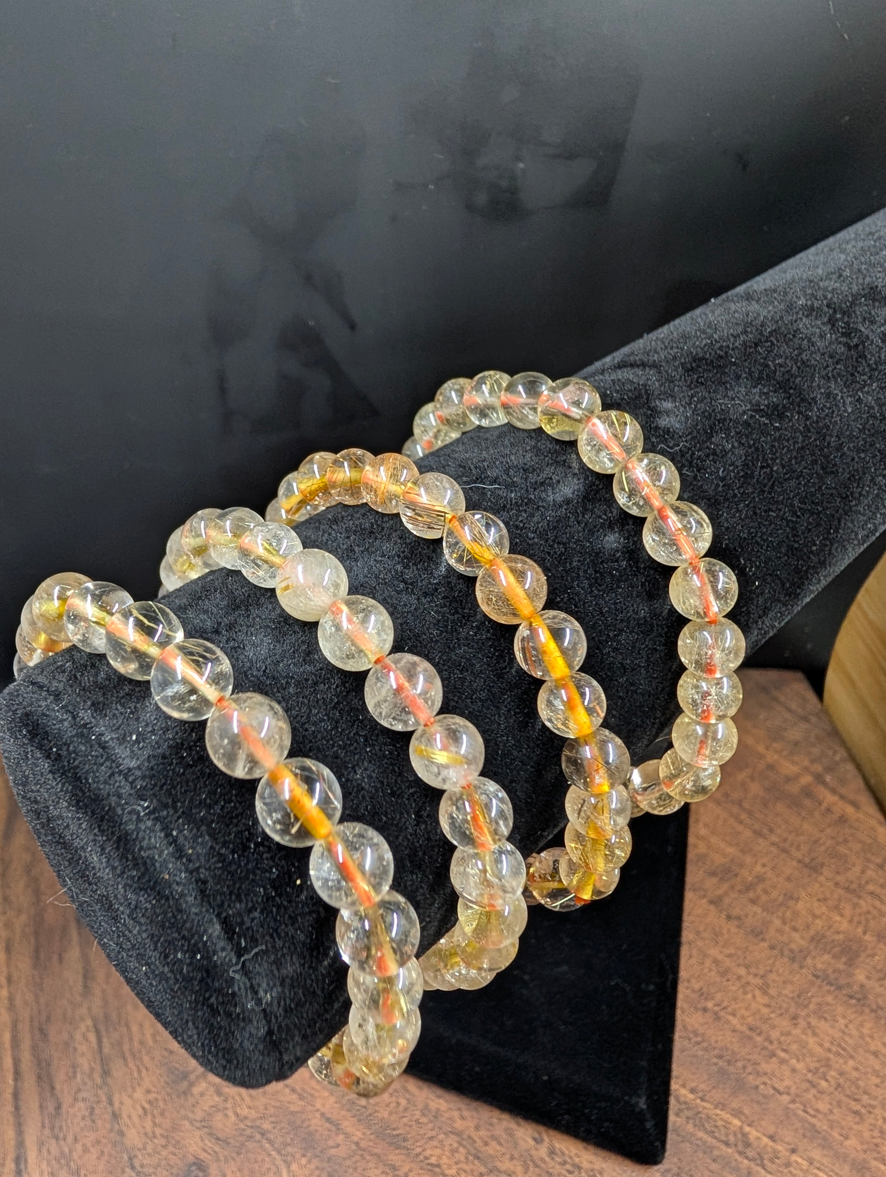 Golden Radiance Rutilated Quartz Bracelet 6 mm by Sacred Alchemy Studios