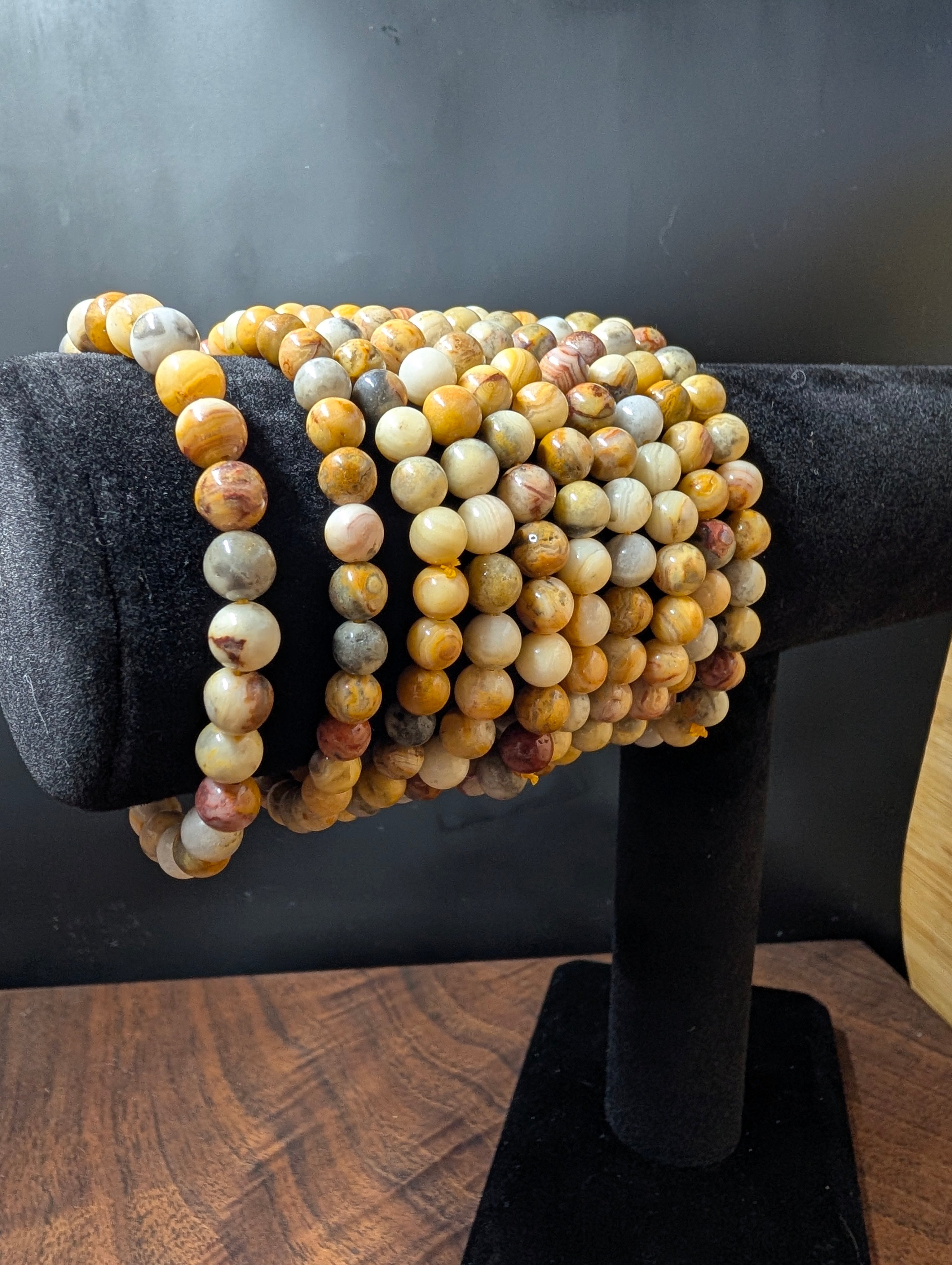 Laughter Stone Crazy Lace Agate Bracelet 6 mm by Sacred Alchemy Studios
