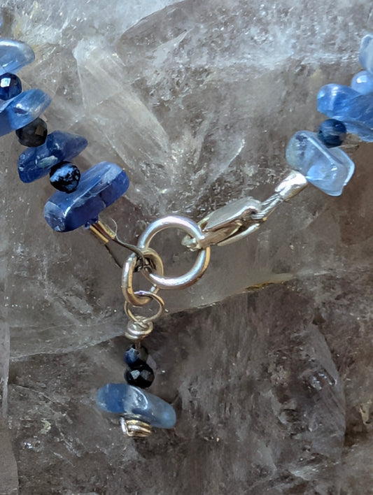 Kyanite, Sapphire and Silver Bracelet – Celestial Blue – Artisan Elegance