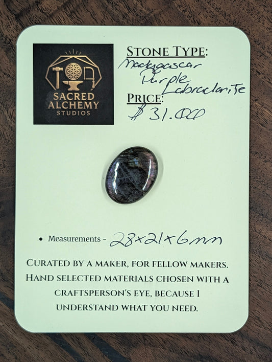 Purple Labradorite Cabochon – Midnight Violet Flash – Artisan Oval