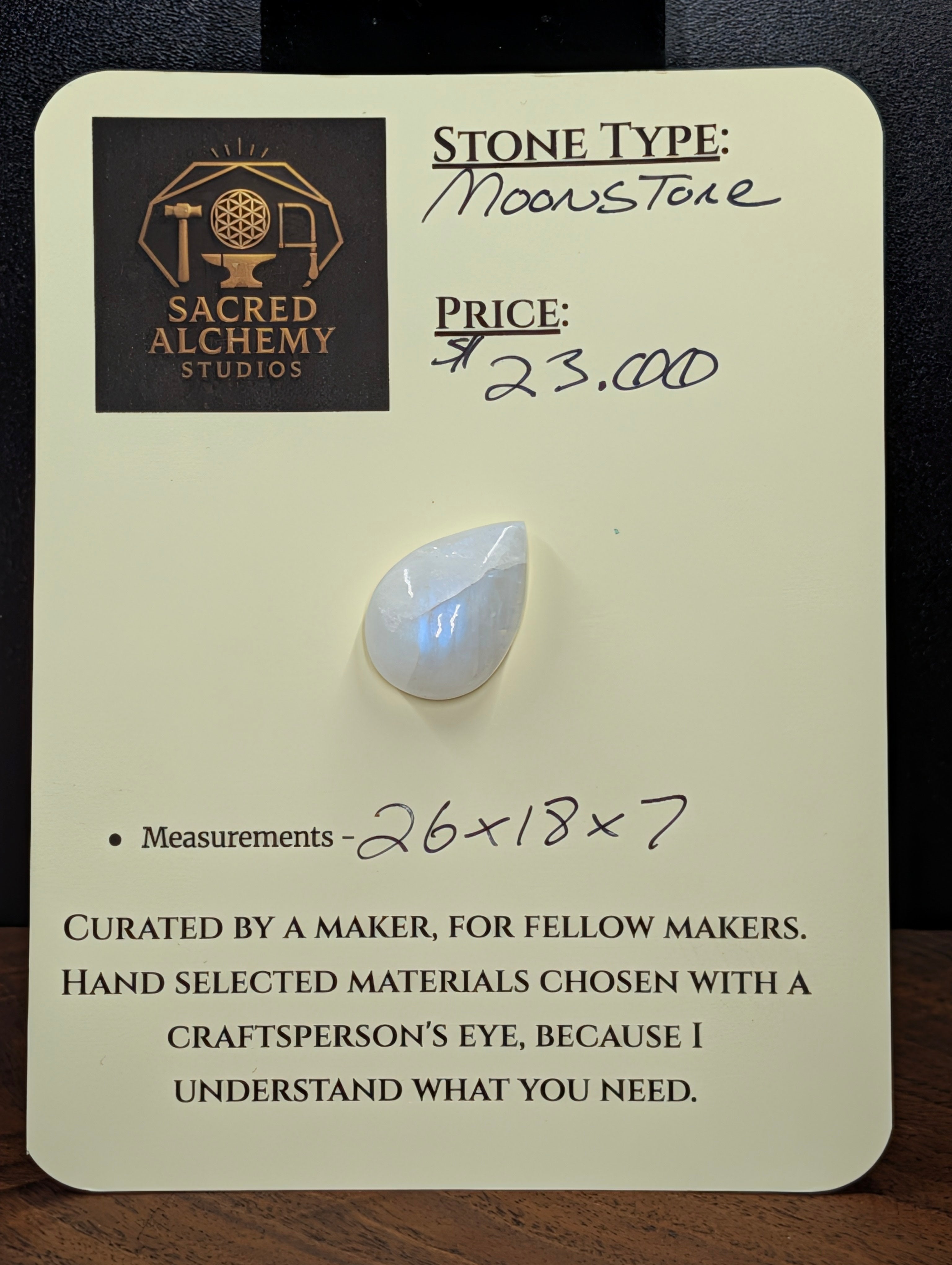 Moonstone – India – Cabochon - Hand-Cut by Sacred Alchemy Studios