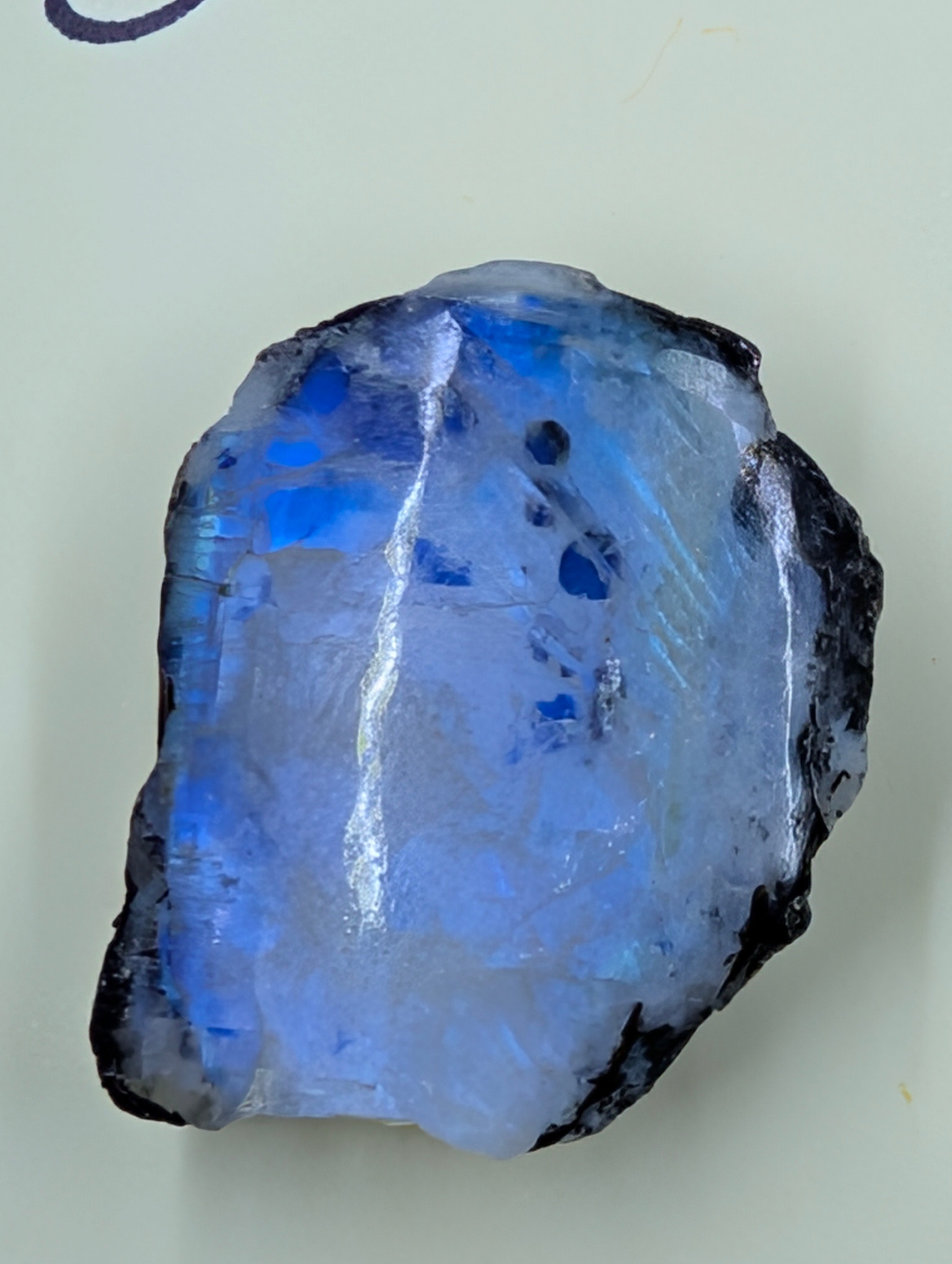 Moonstone - Real Orthoclase Moonstone with Tourmaline - Mined in India - Polished Face and Back by Sacred Alchemy Studios