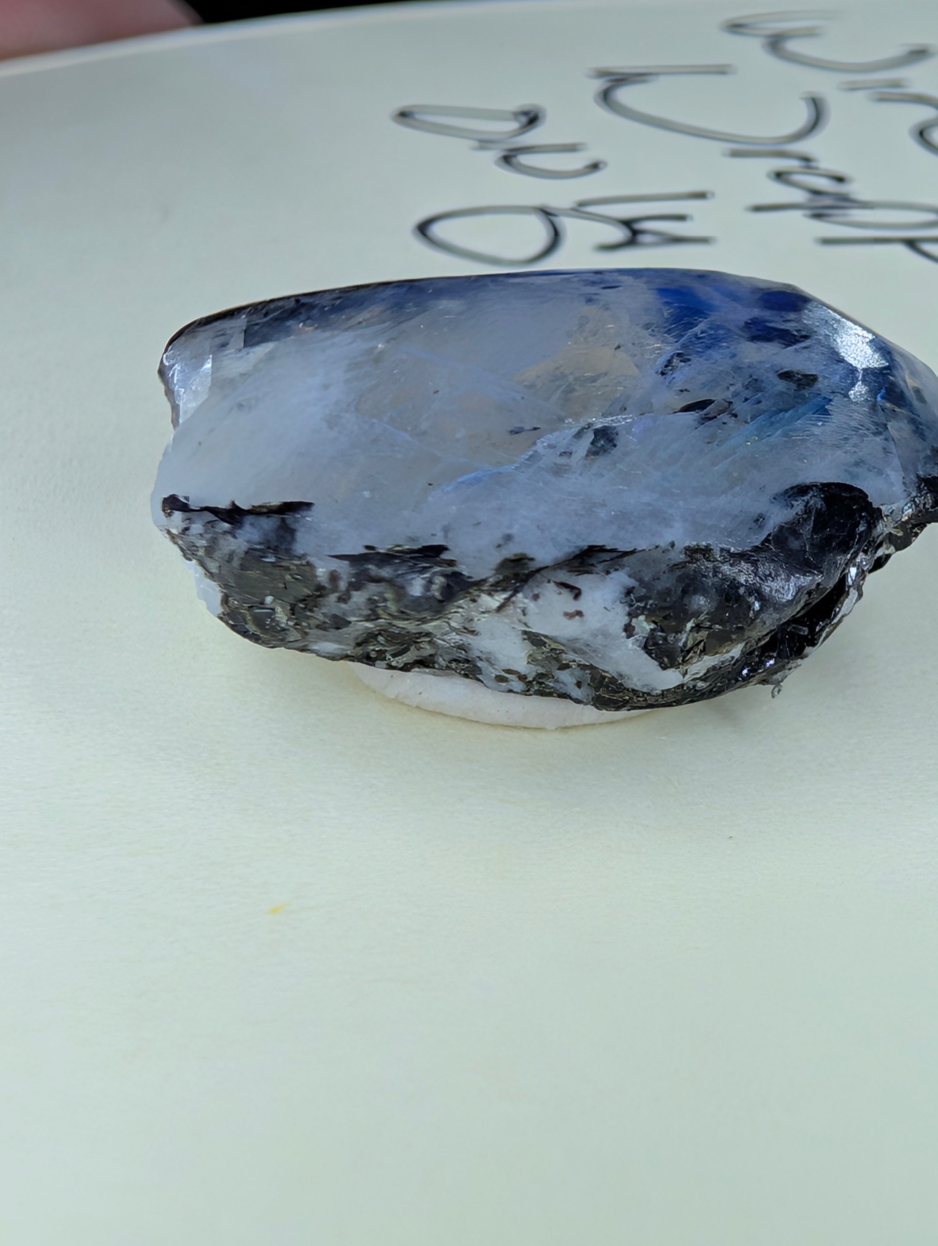 Moonstone - Real Orthoclase Moonstone with Tourmaline - Mined in India - Polished Face and Back by Sacred Alchemy Studios