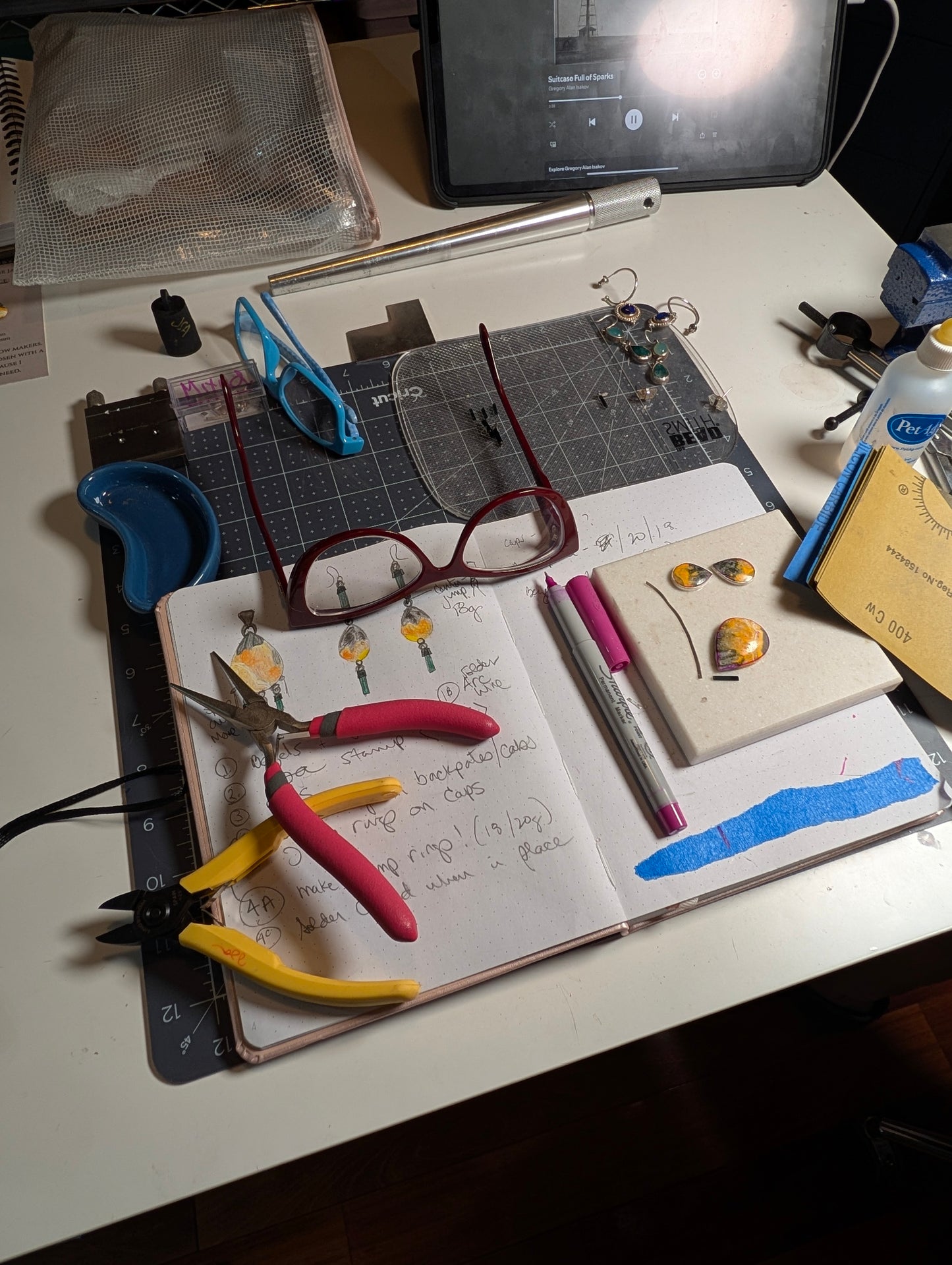 Bumblebee Jasper, Tourmaline, & Silver - Harmonized Pendant & Earring Set