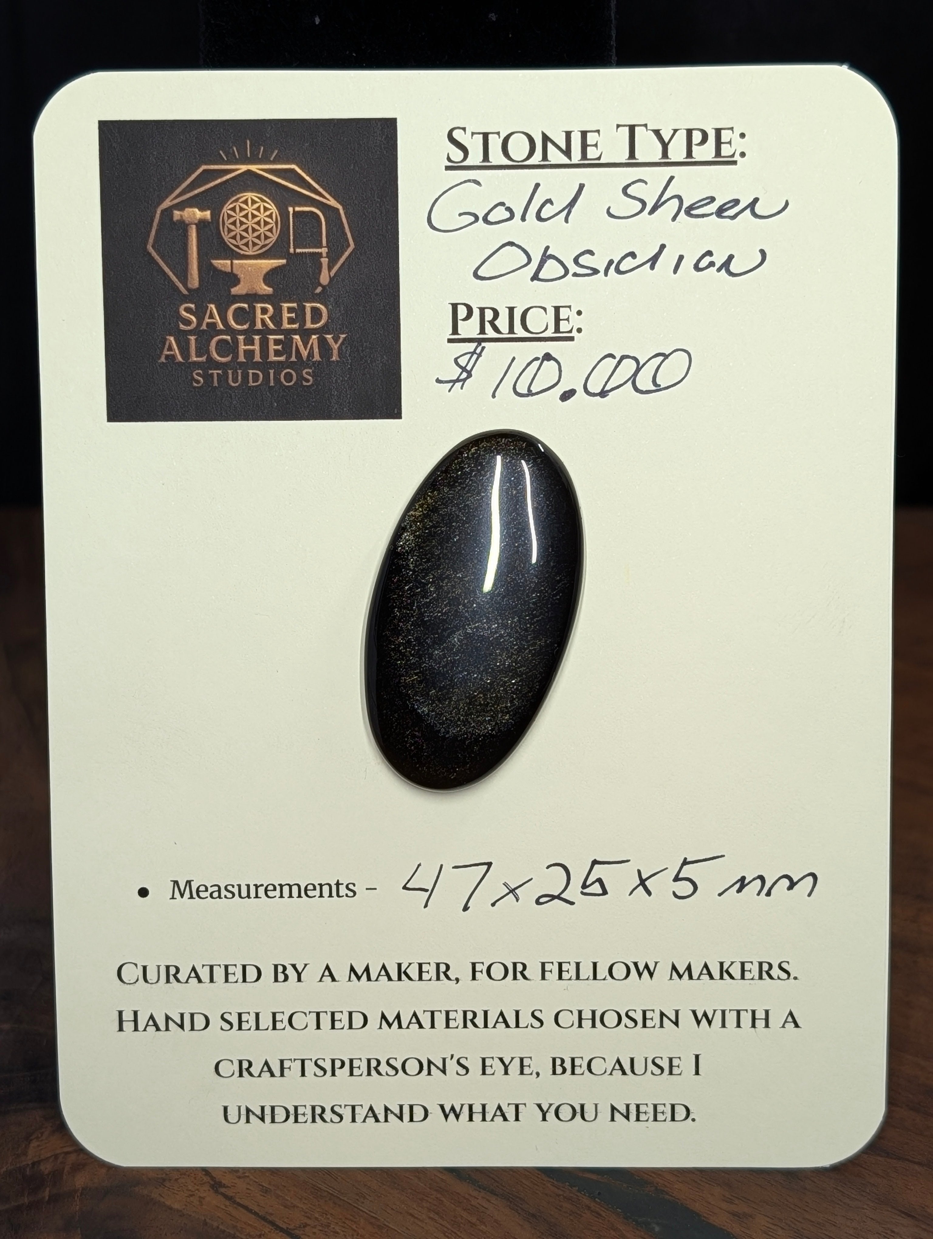 Gold Sheen Obsidian - Cabochon - Golden Flash by Sacred Alchemy Studios