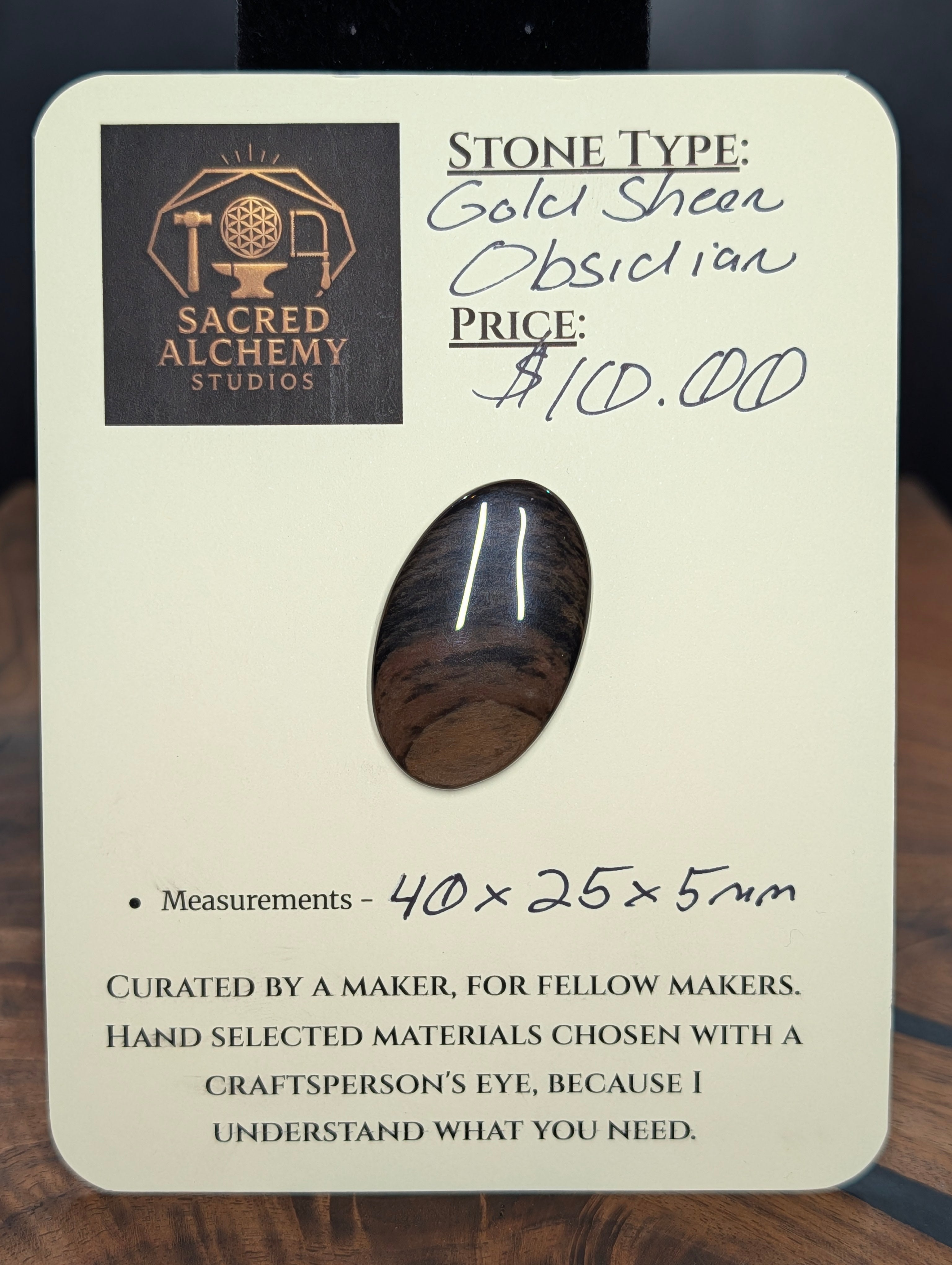 Gold Sheen Obsidian - Cabochon - Golden Flash by Sacred Alchemy Studios