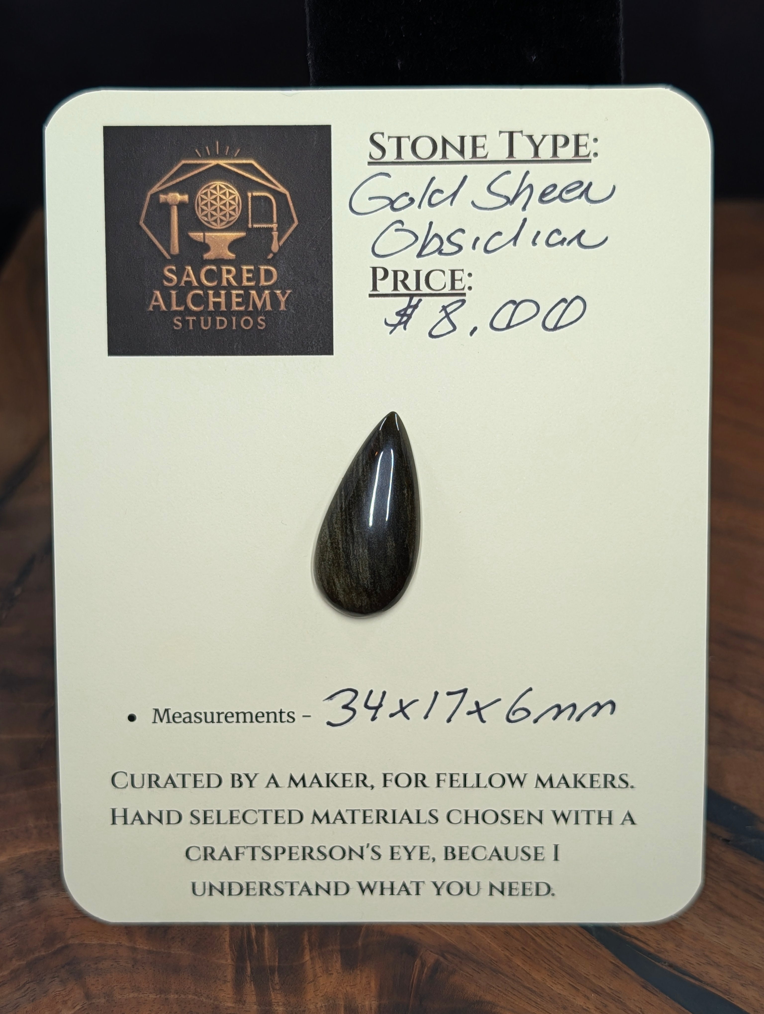 Gold Sheen Obsidian - Cabochon - Golden Flash by Sacred Alchemy Studios