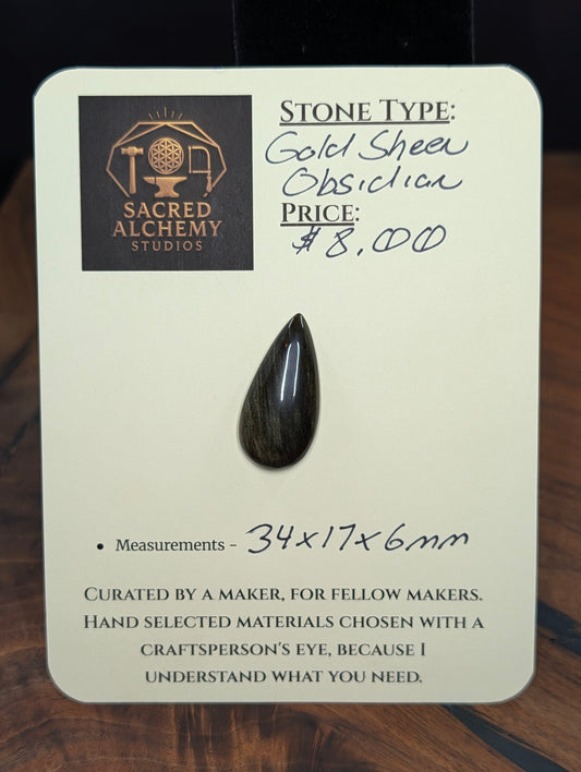 Gold Sheen Obsidian - Cabochon - Golden Flash