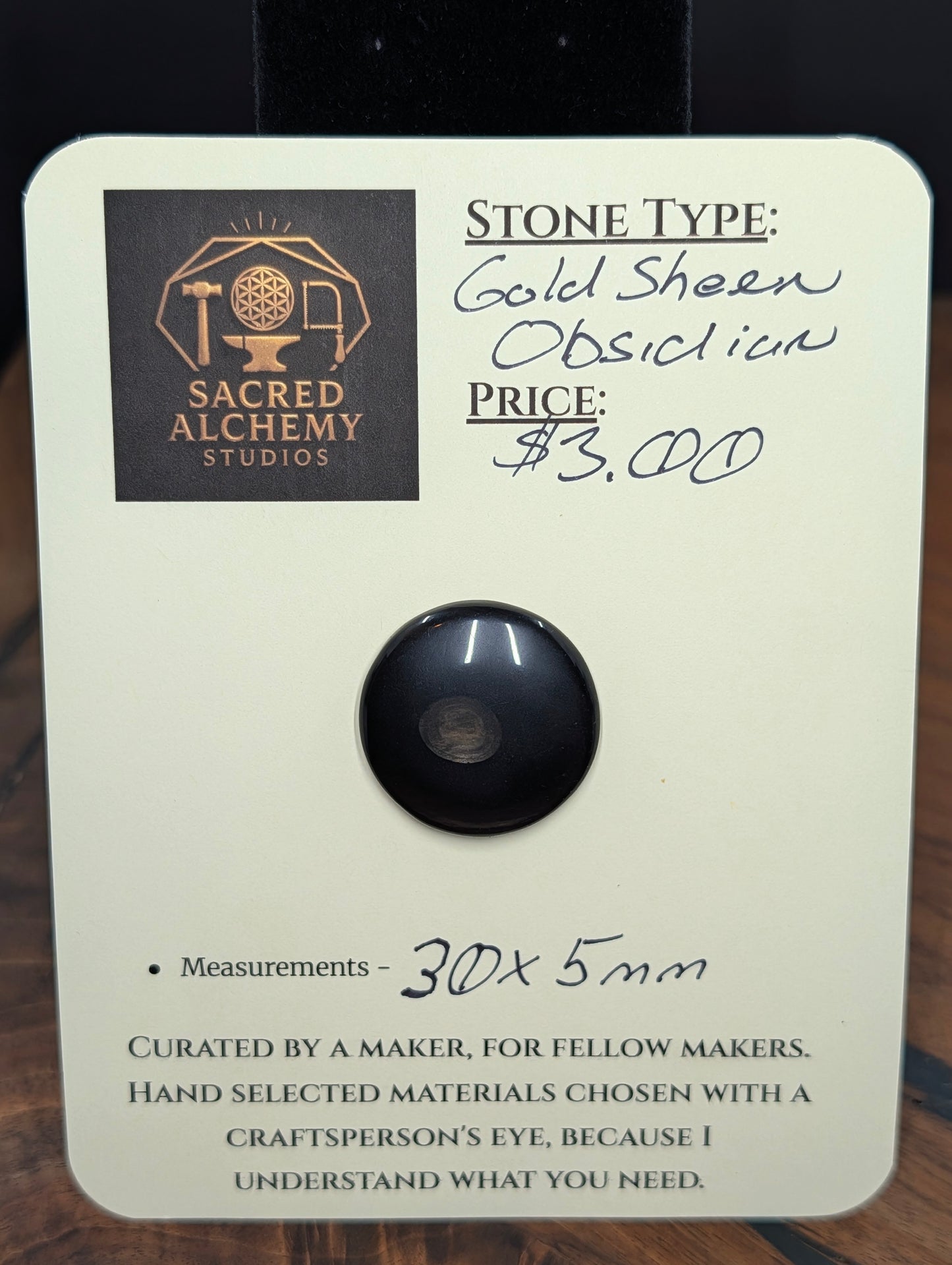 Gold Sheen Obsidian - Cabochon - Golden Flash - "The Dot"