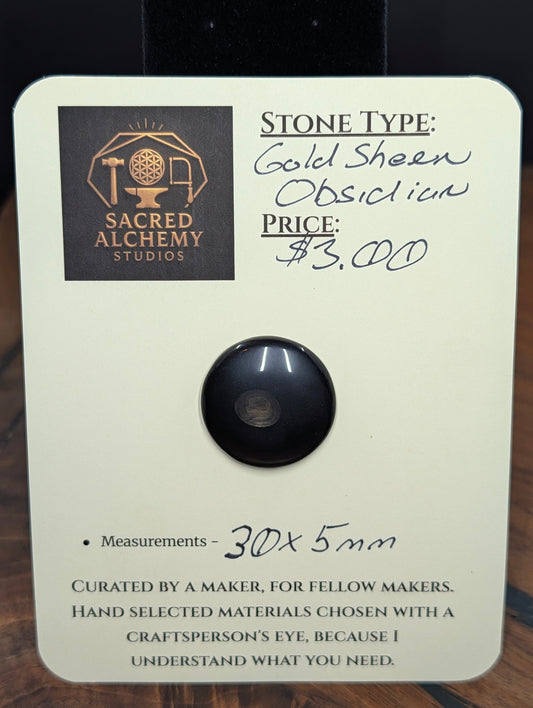 Gold Sheen Obsidian - Cabochon - Golden Flash - "The Dot"