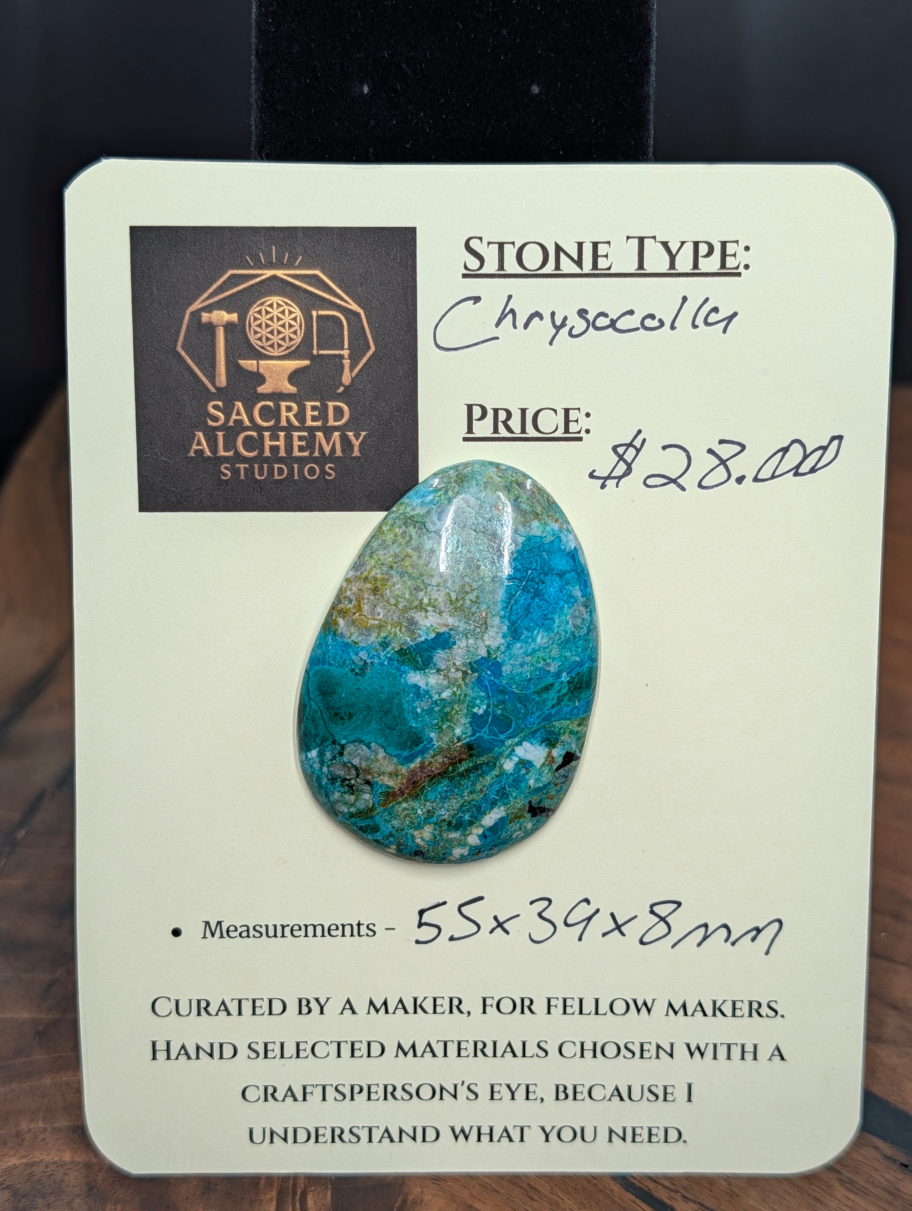 Chrysocolla - Cabochon - Arizona (Pima County, Tucson Mountains) by Sacred Alchemy Studios