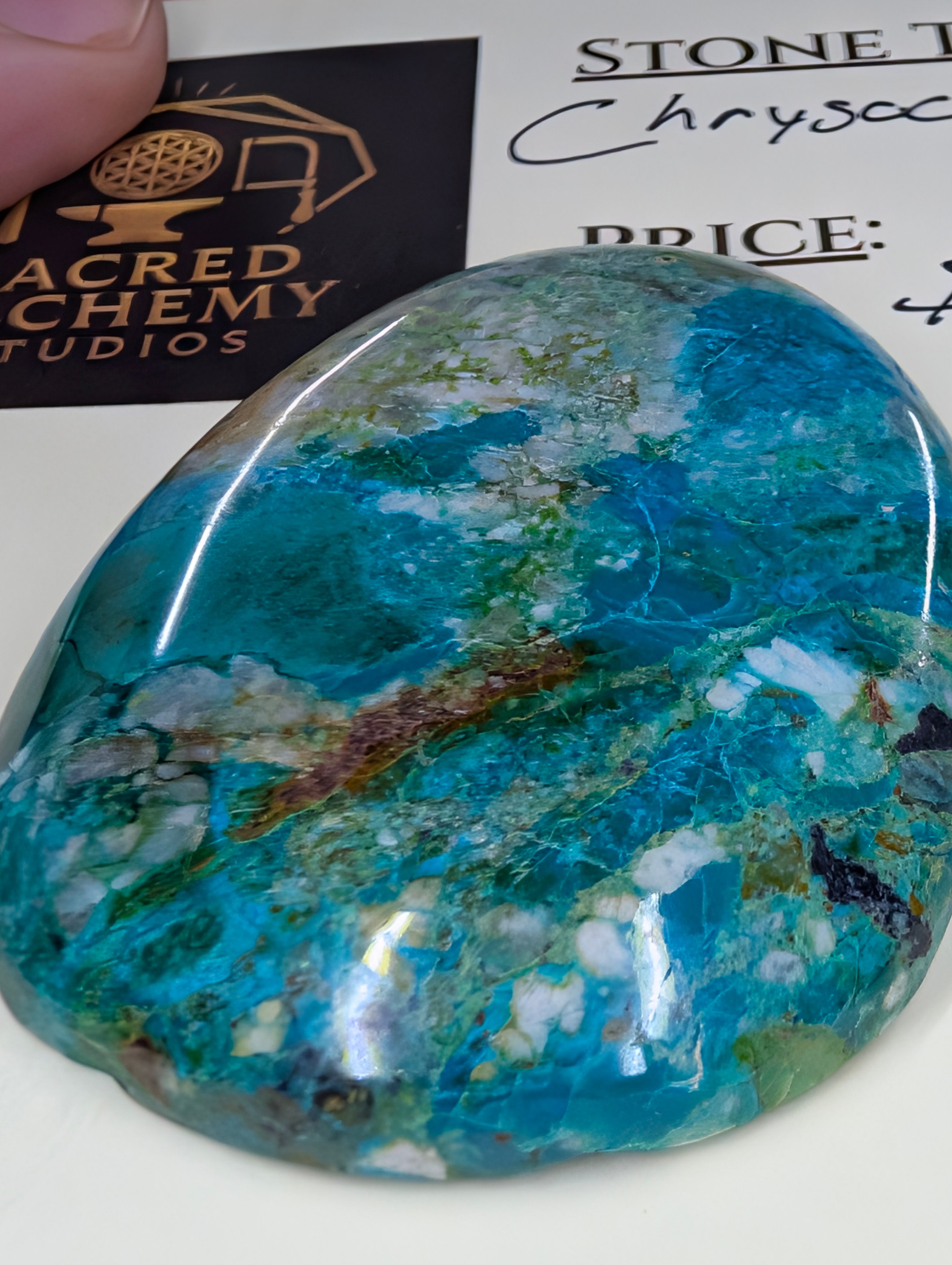 Chrysocolla - Cabochon - Arizona (Pima County, Tucson Mountains) by Sacred Alchemy Studios