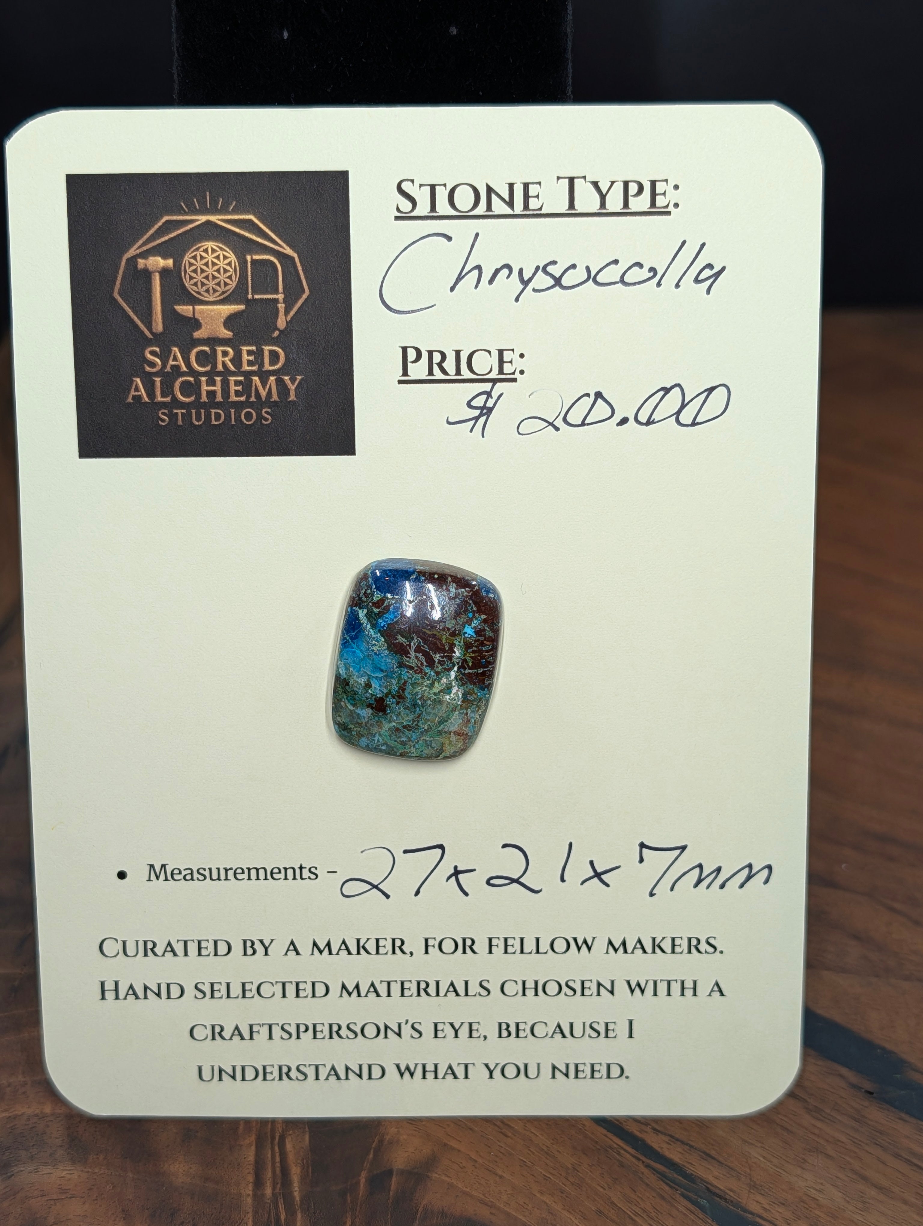 Chrysocolla - Cabochon - Arizona (Pima County, Tucson Mountains) by Sacred Alchemy Studios