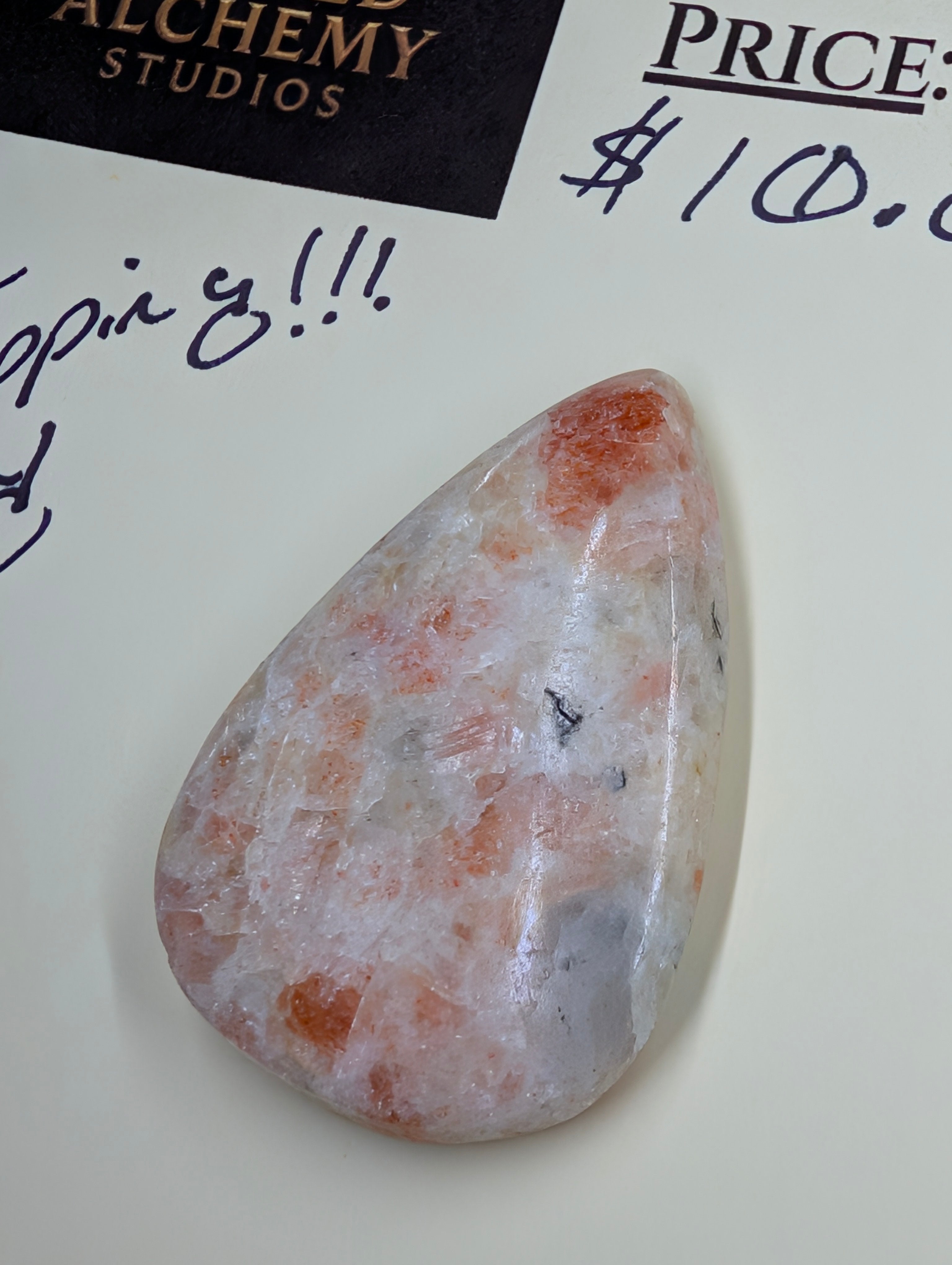Peach Sunstone - Cabochon - Warm Copper Shimmer - BACK NOT FLAT - Wire Wrapping by Sacred Alchemy Studios