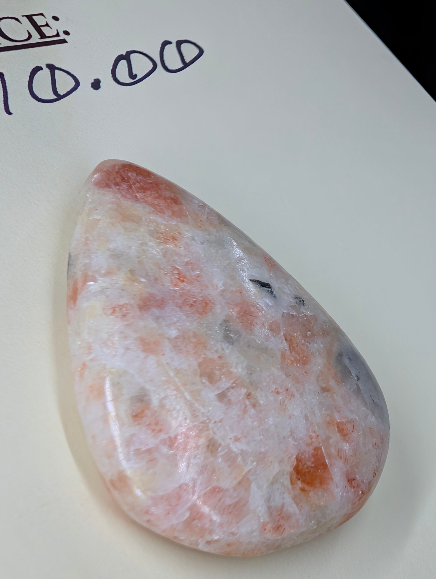 Peach Sunstone - Cabochon - Warm Copper Shimmer - BACK NOT FLAT - Wire Wrapping