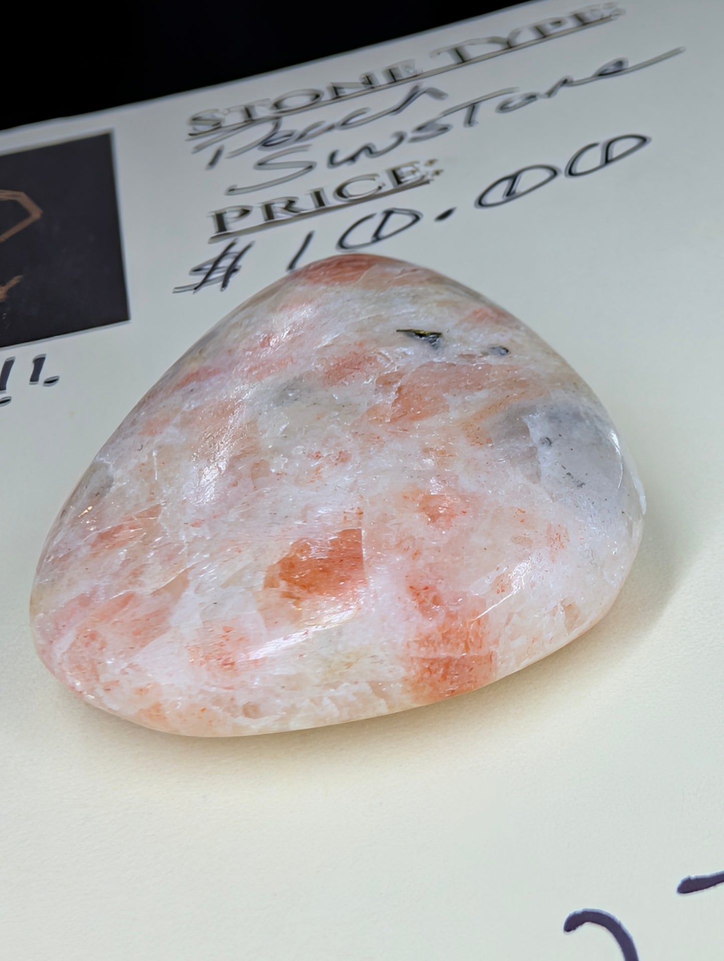 Peach Sunstone - Cabochon - Warm Copper Shimmer - BACK NOT FLAT - Wire Wrapping