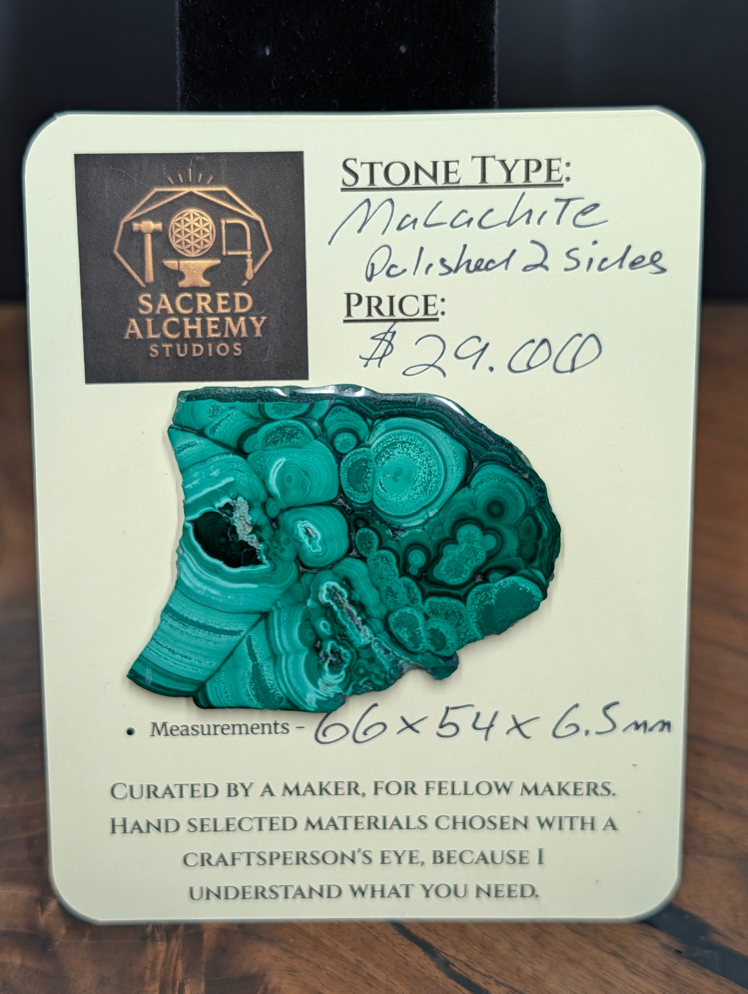 Malachite Cabochon - Polished 2 Sides by Sacred Alchemy Studios