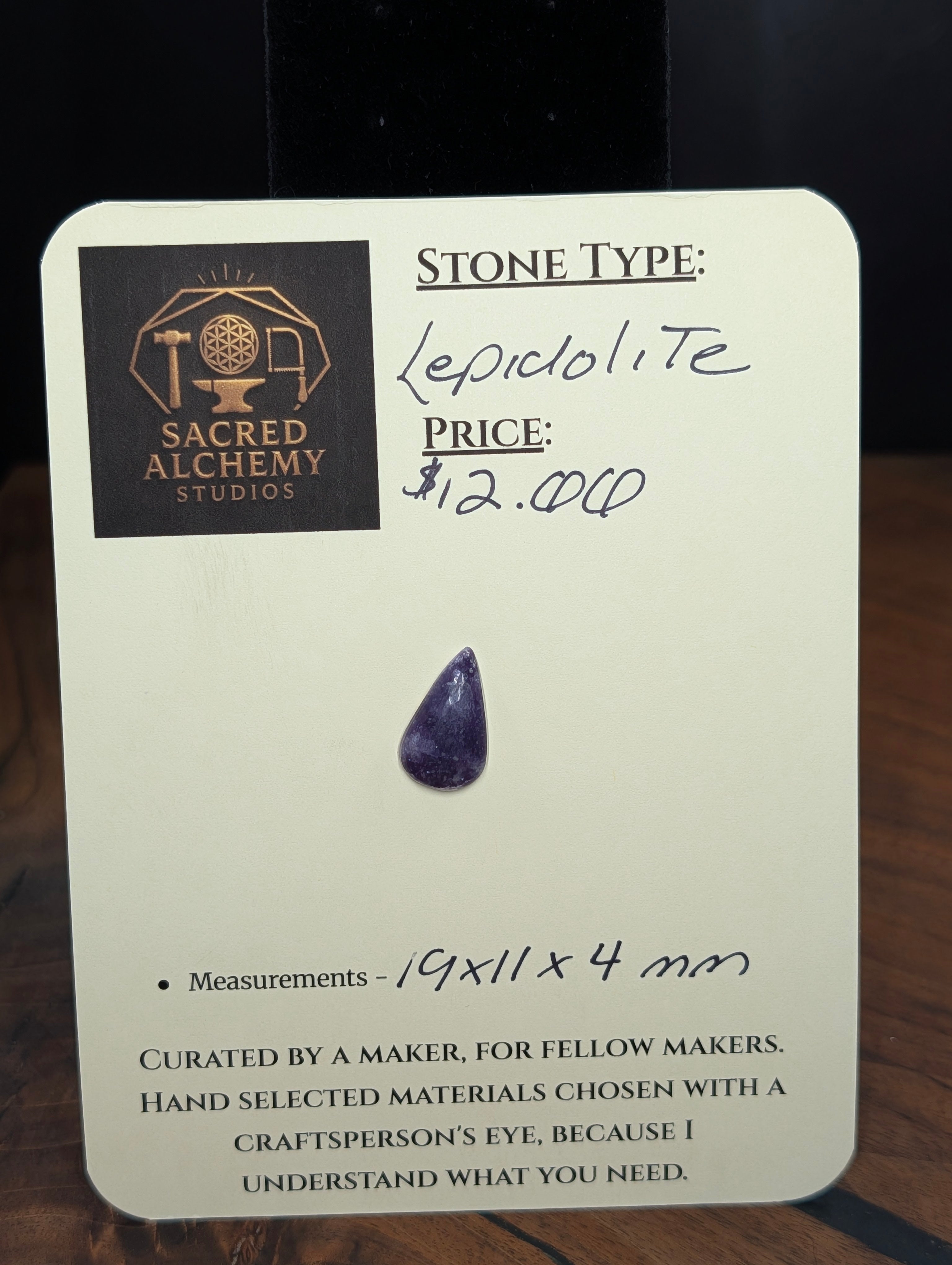 Lepidolite - India - 1 Cabochon Handcrafted by Sacred Alchemy Studios