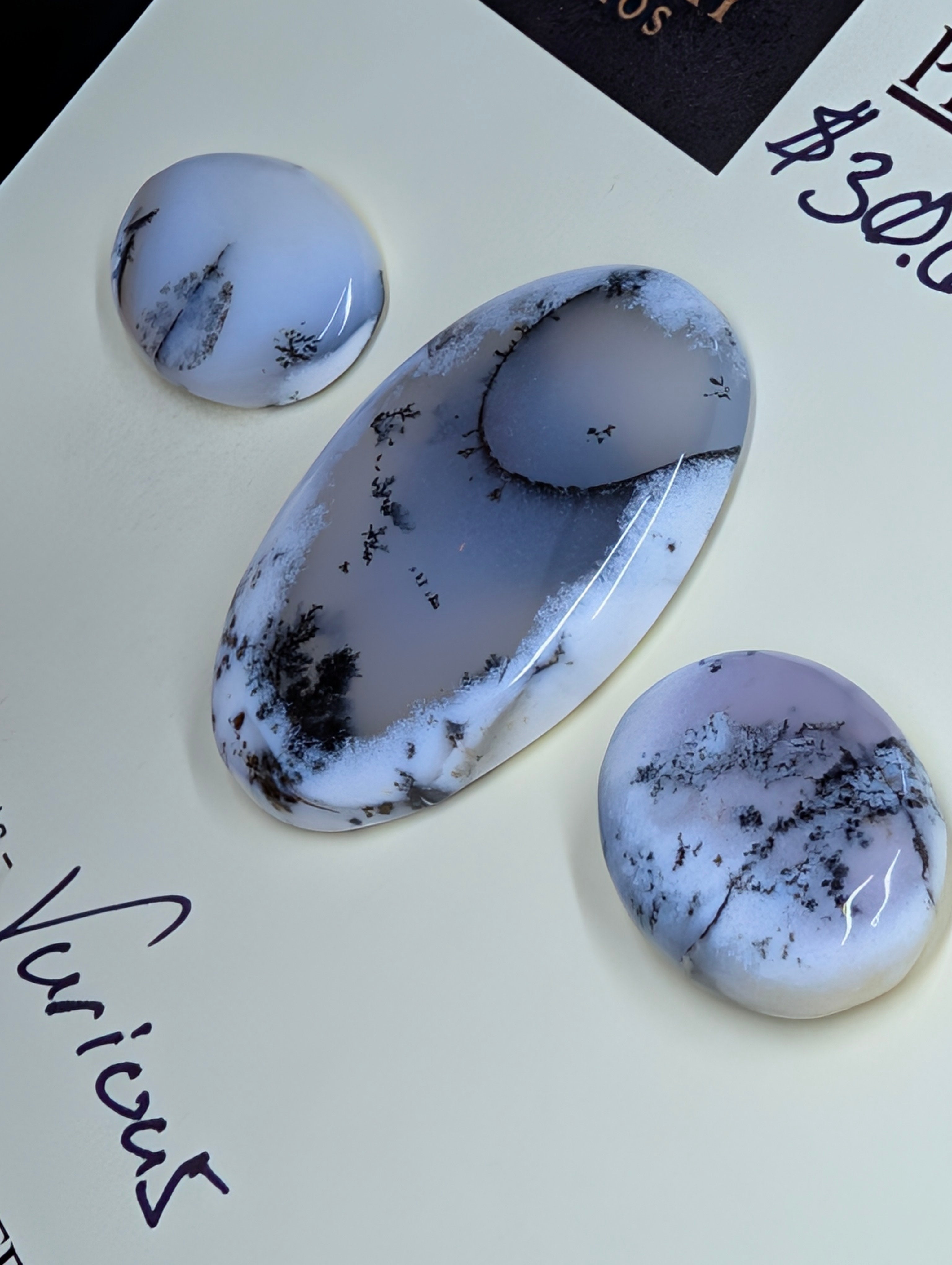 Scenic Dendritic Opal – Madagascar – 3pc Scenic Oval Set by Sacred Alchemy Studios
