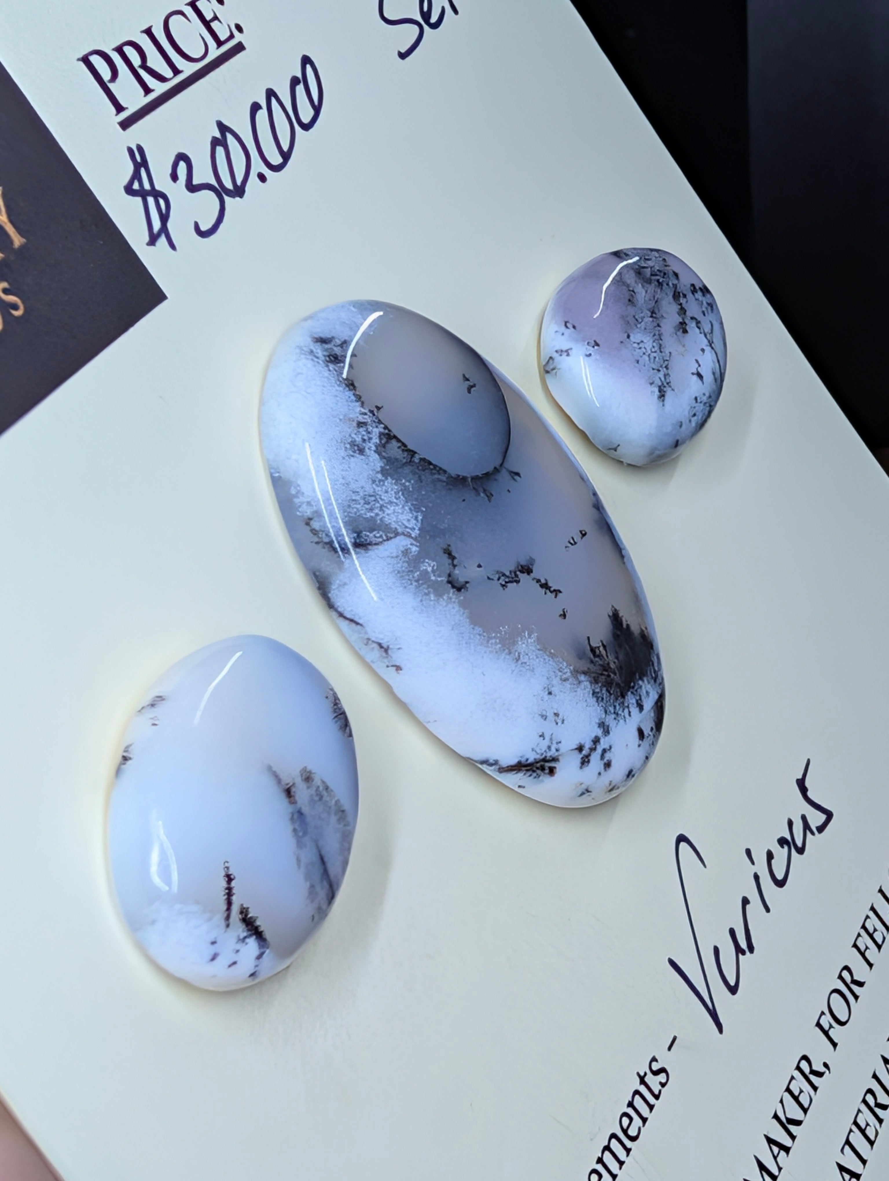 Scenic Dendritic Opal – Madagascar – 3pc Scenic Oval Set by Sacred Alchemy Studios