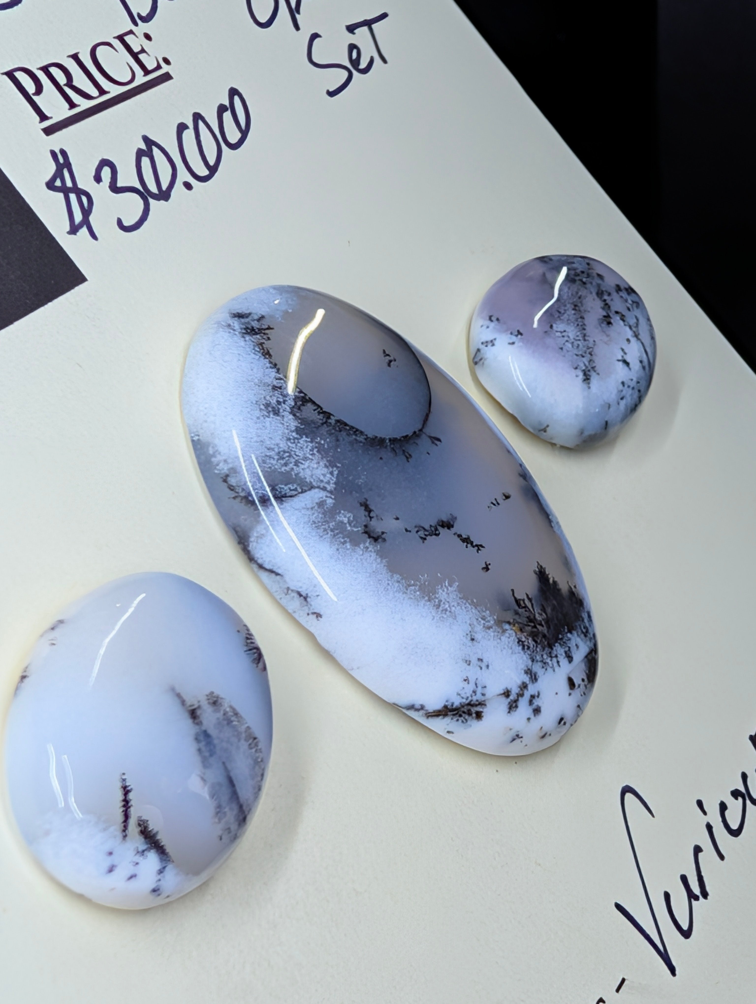 Scenic Dendritic Opal – Madagascar – 3pc Scenic Oval Set by Sacred Alchemy Studios