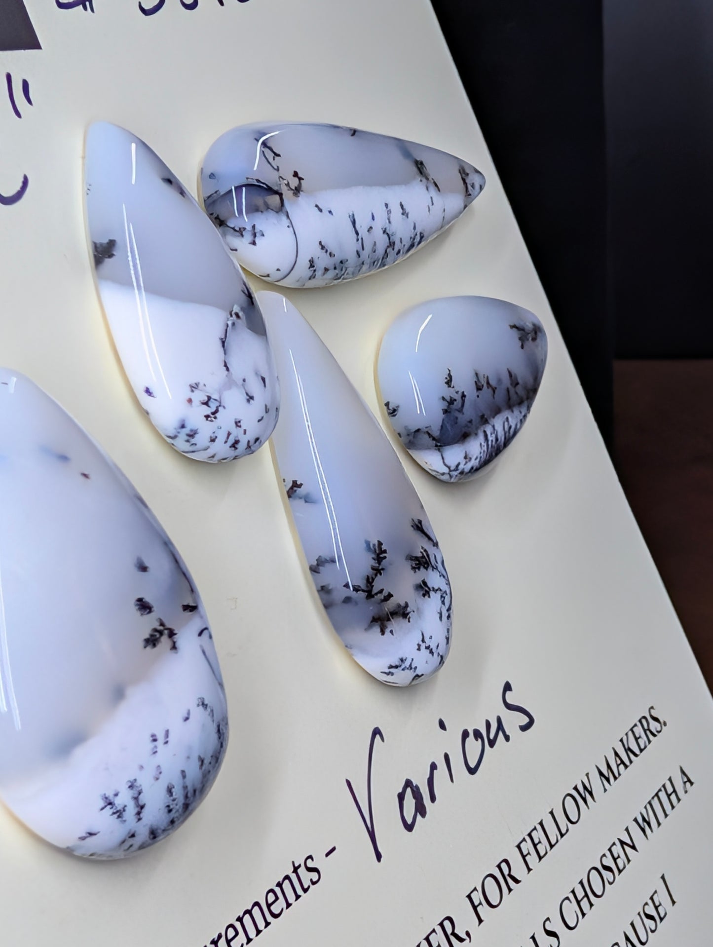 Dendritic Opal – Madagascar – 5pc Tear Shape Cabochon Set