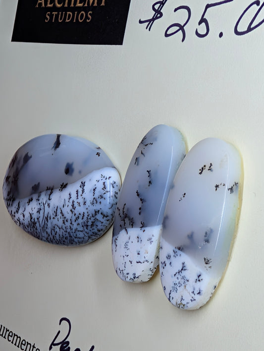 Scenic Dendritic Opal – Madagascar – 3pc Pendant and Earring Set - Top Grade