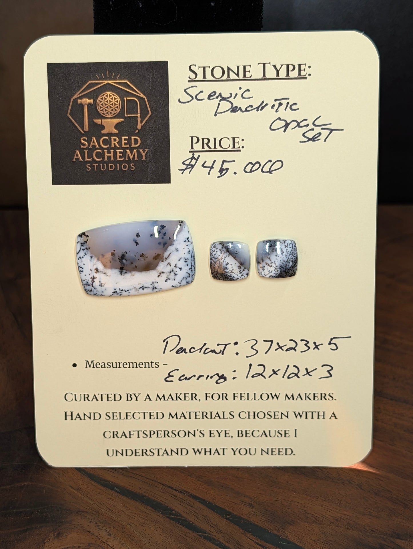 Scenic Dendritic Opal – Madagascar – 3pc Pendant and Earring Set - Top Grade