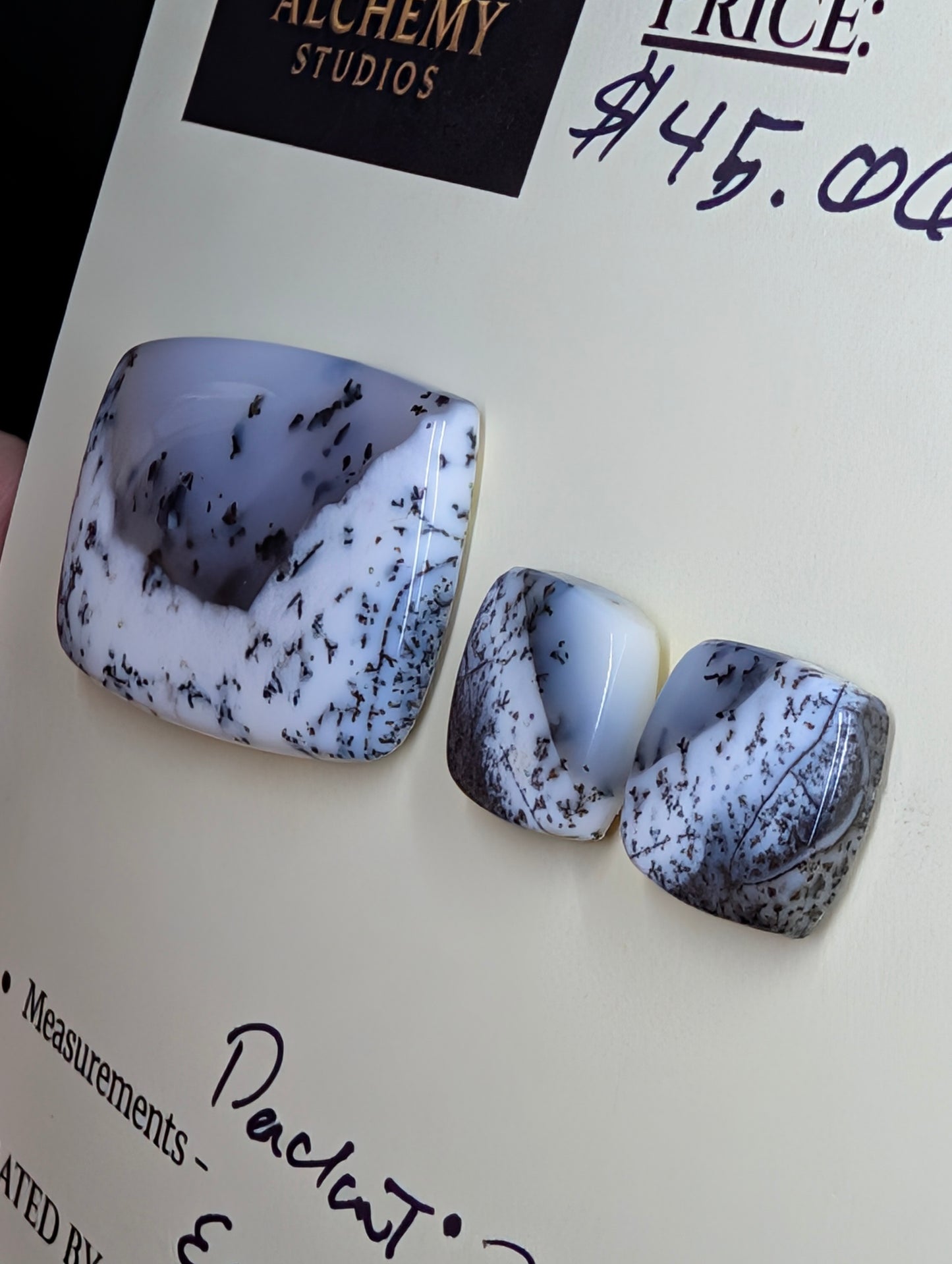 Scenic Dendritic Opal – Madagascar – 3pc Pendant and Earring Set - Top Grade