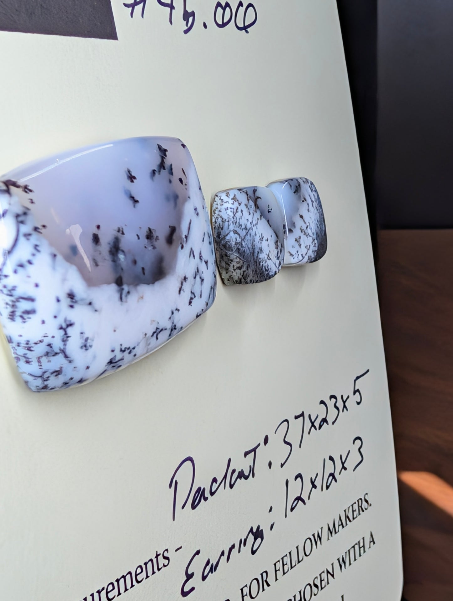 Scenic Dendritic Opal – Madagascar – 3pc Pendant and Earring Set - Top Grade