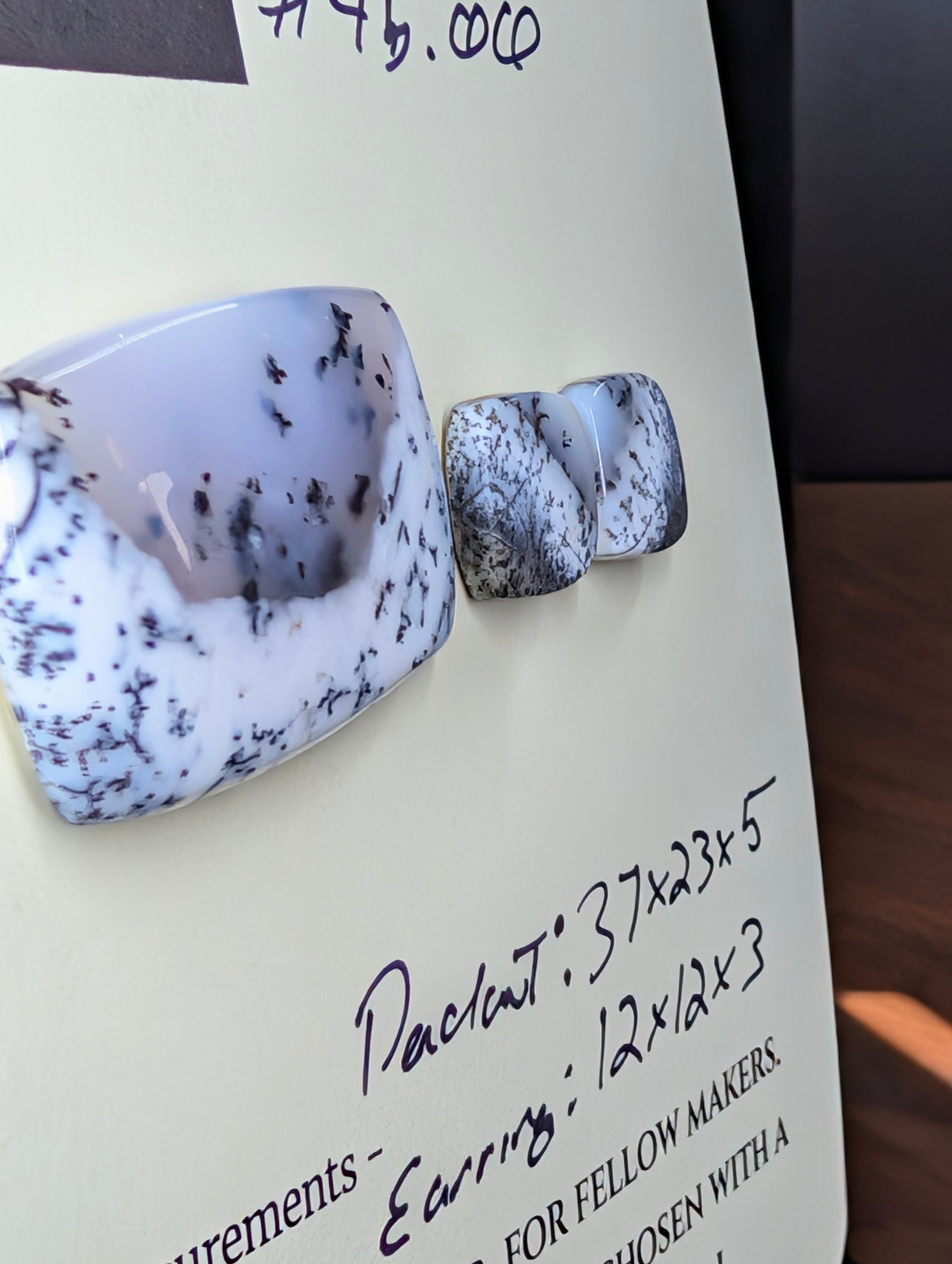 Scenic Dendritic Opal – Madagascar – 3pc Pendant and Earring Set - Top Grade by Sacred Alchemy Studios