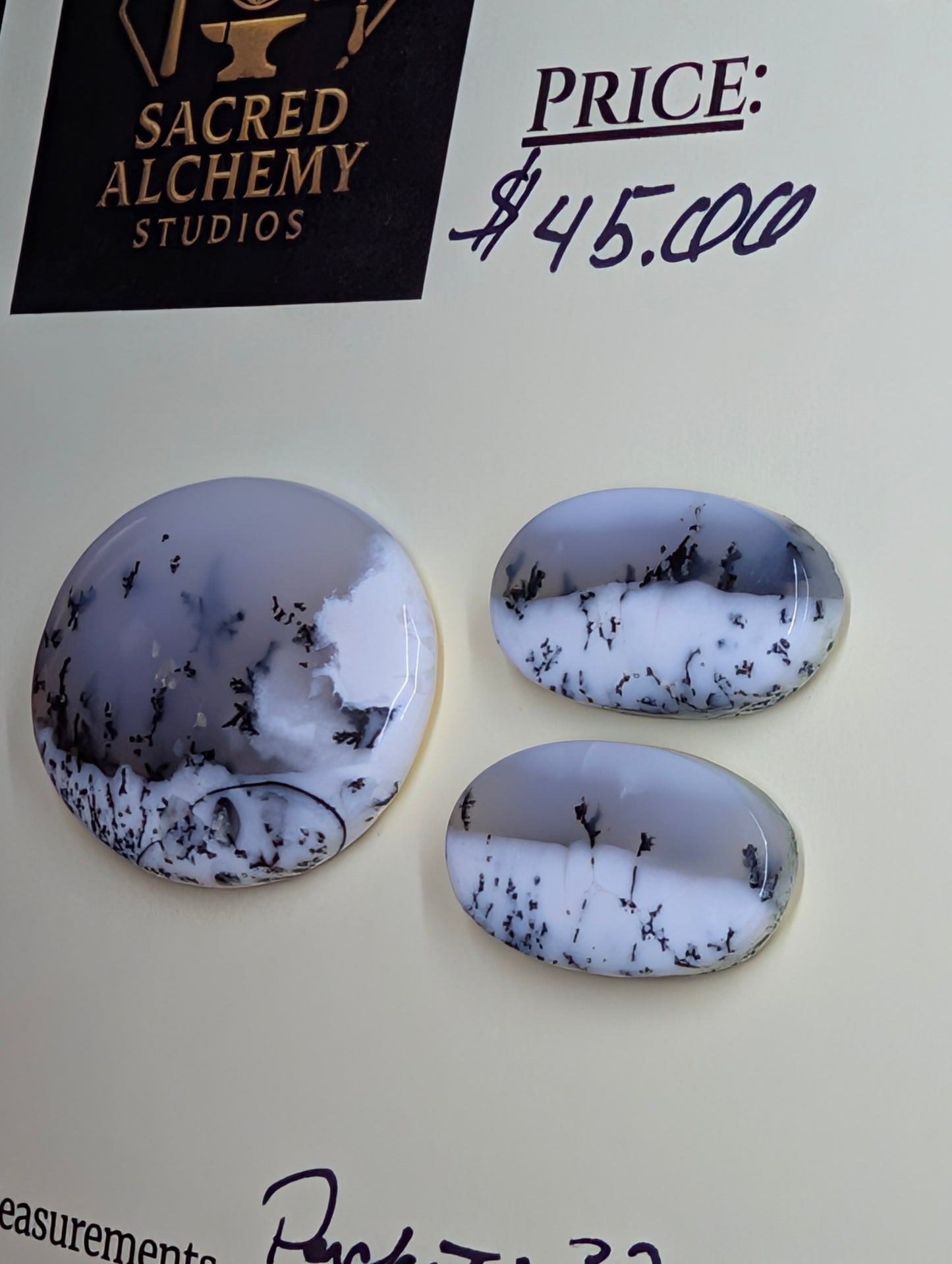 Scenic Dendritic Opal – Madagascar – 3pc Pendant and Earring Set - Top Grade
