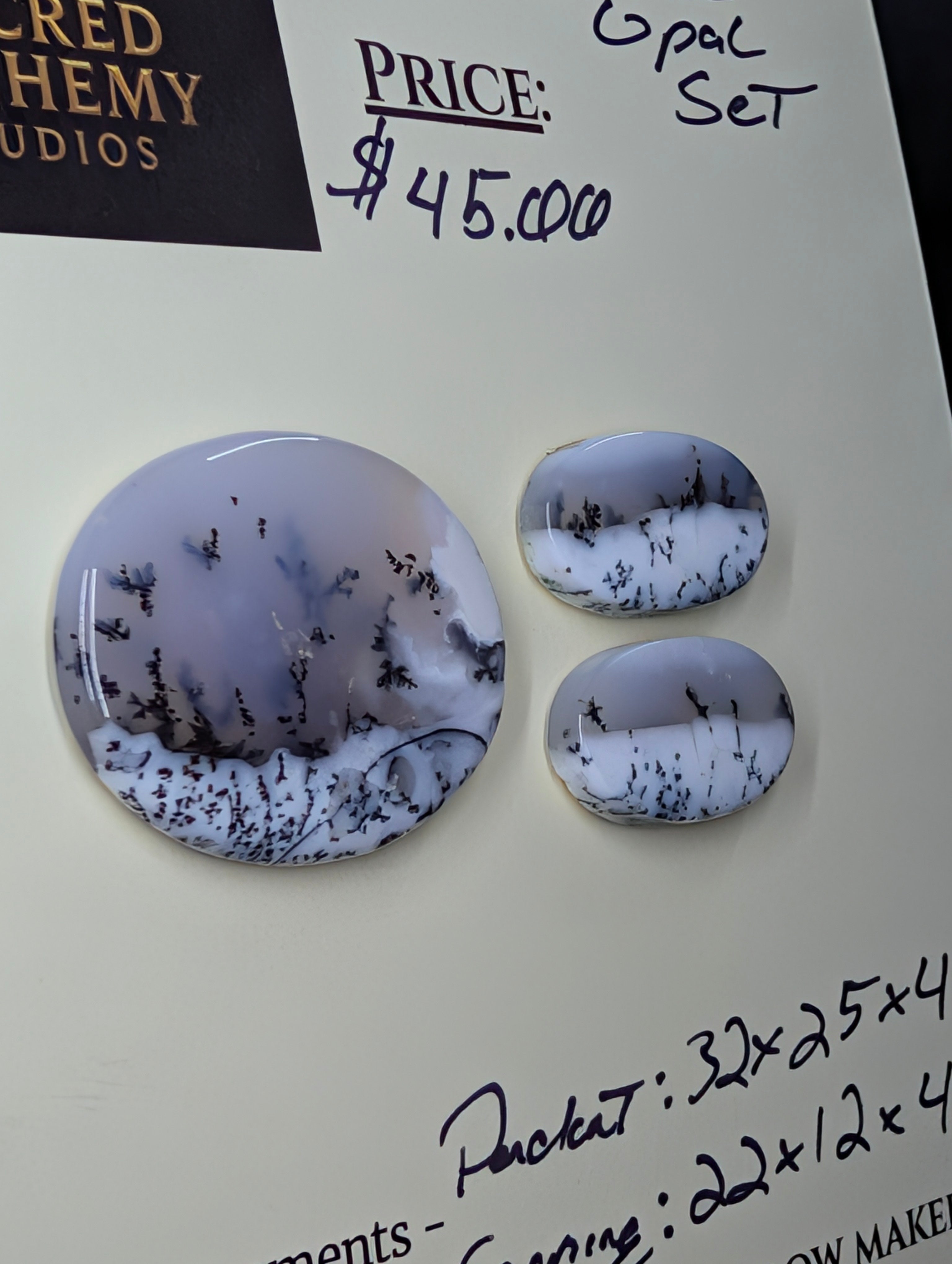 Scenic Dendritic Opal – Madagascar – 3pc Pendant and Earring Set - Top Grade by Sacred Alchemy Studios