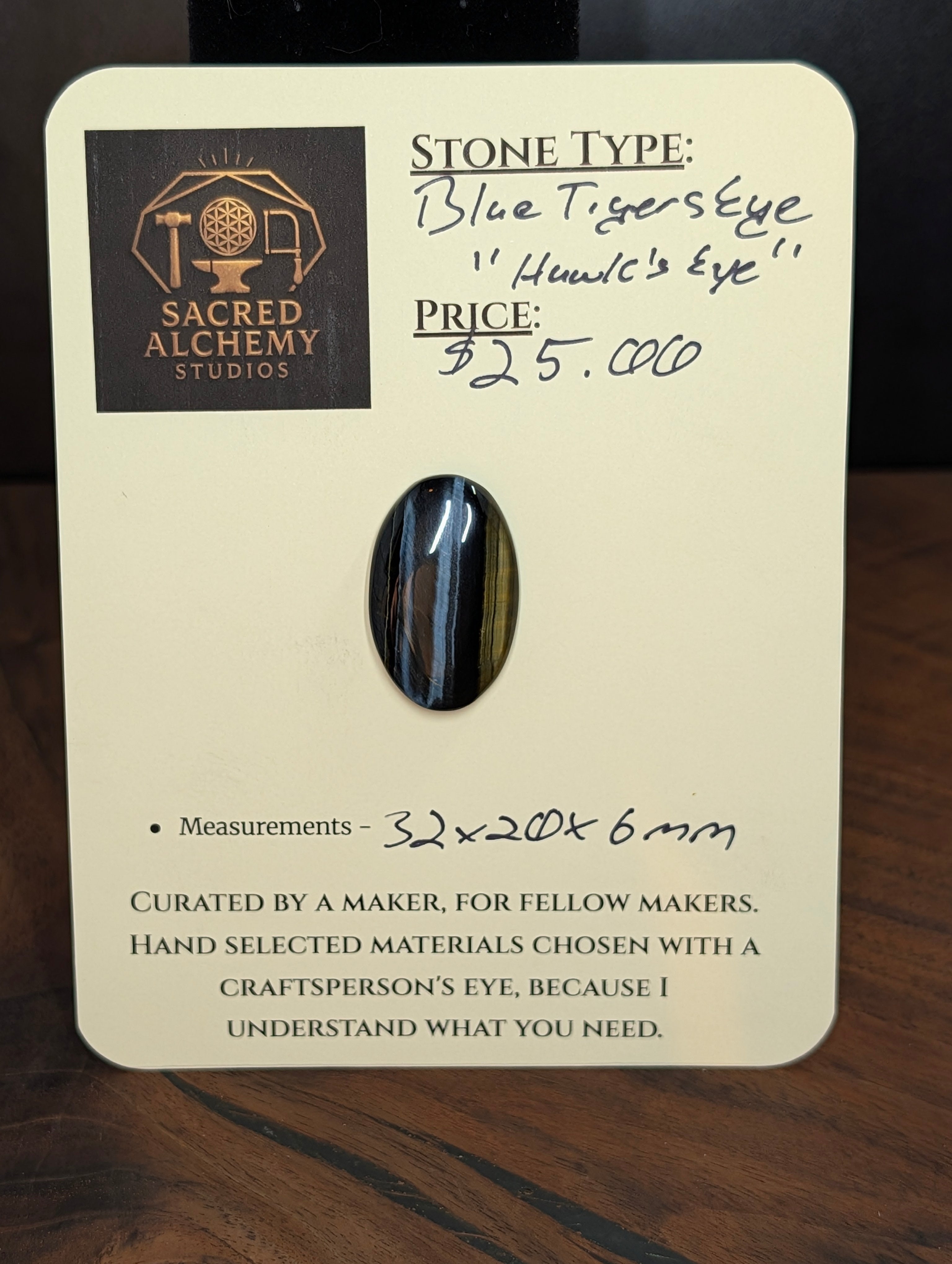 Blue Tiger's Eye "Hawk's Eye" – Natural Cabochon by Sacred Alchemy Studios