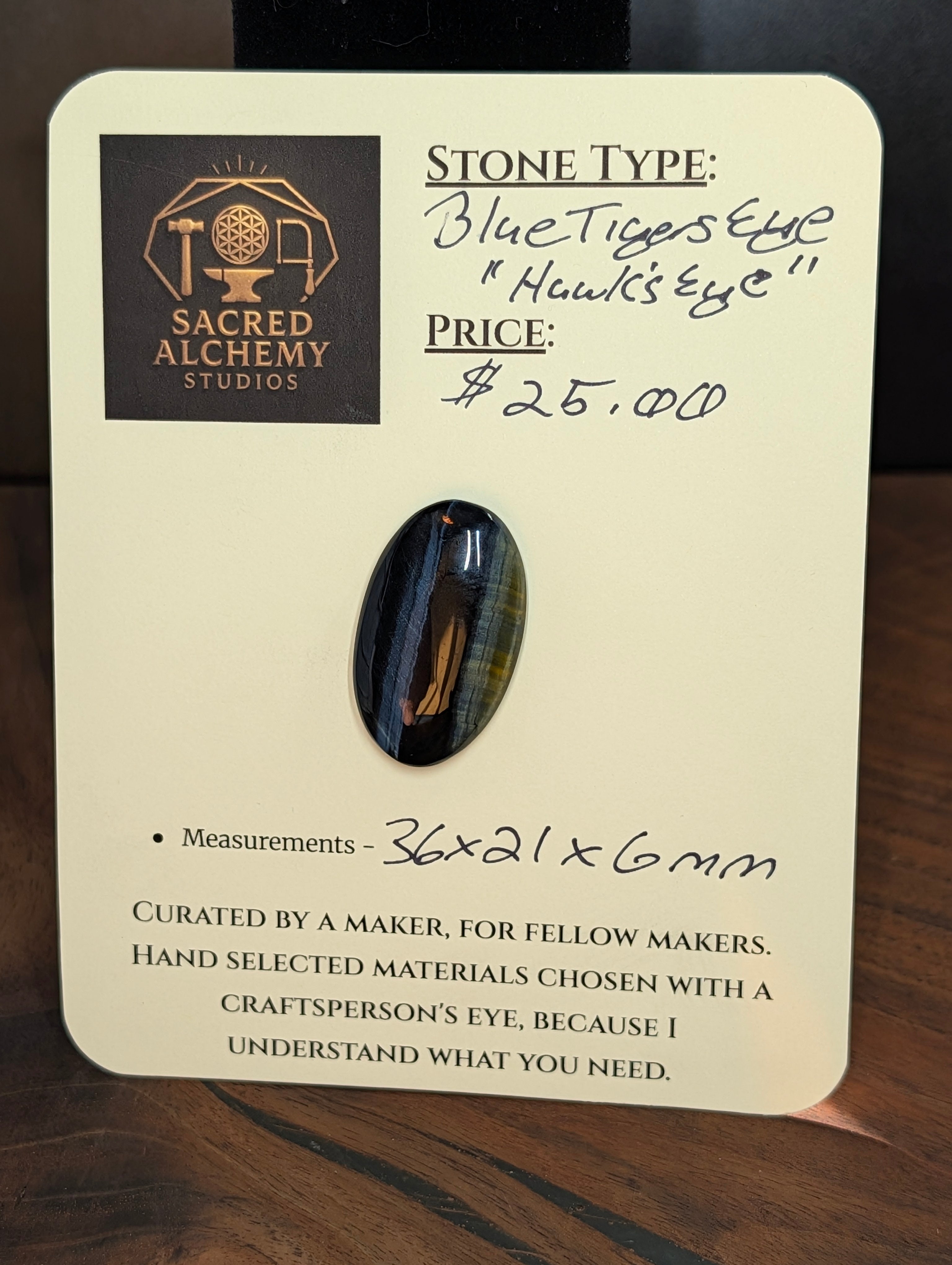 Blue Tiger's Eye "Hawk's Eye" – Natural Cabochon by Sacred Alchemy Studios