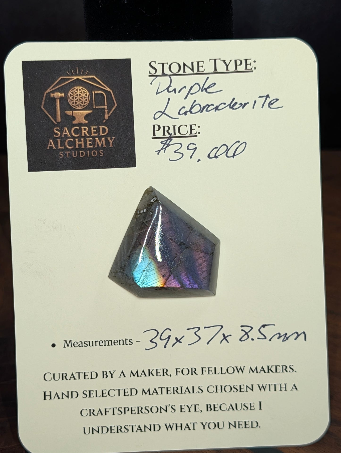 Labradorite Cabochon - Rare Purple - Mined in Madagascar - Superman Cut