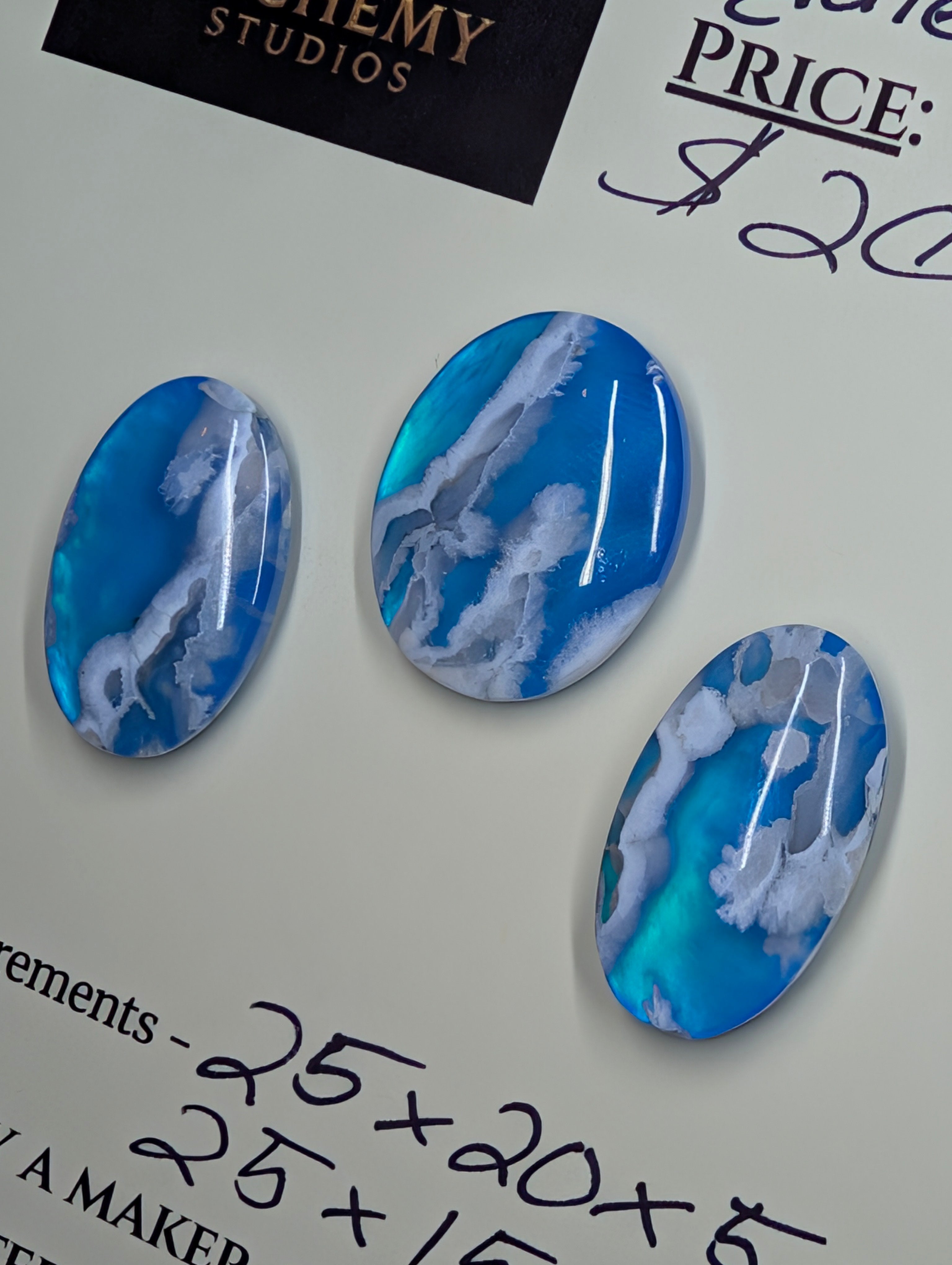 Blue Plume Aurora Doublet - Indonesia - Cabochon Matching Pendant & Earring Set by Sacred Alchemy Studios