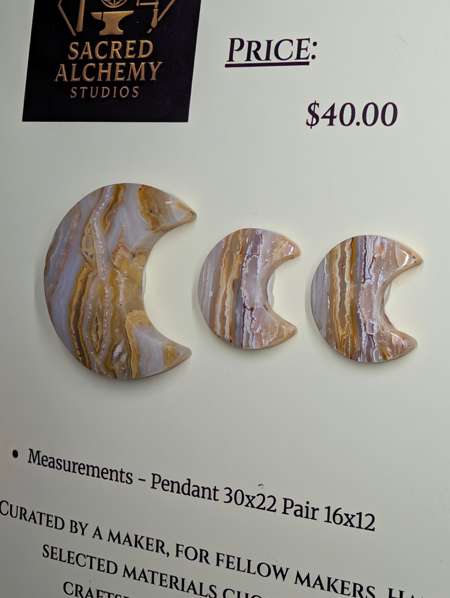 Crescent Moon Shape - Lace Agate - Design-Ready Calibrated Sets
