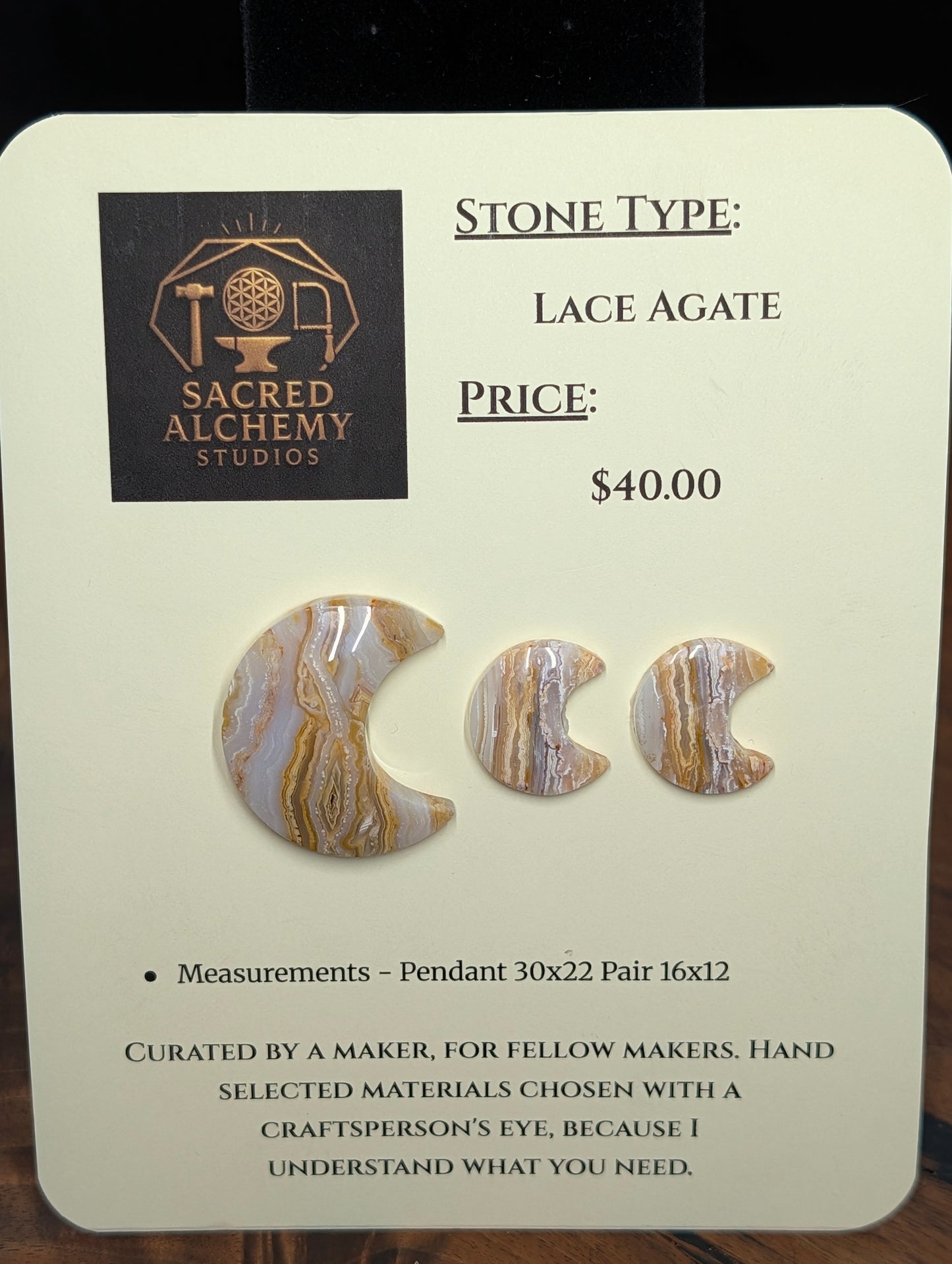 Crescent Moon Shape - Lace Agate - Design-Ready Calibrated Sets