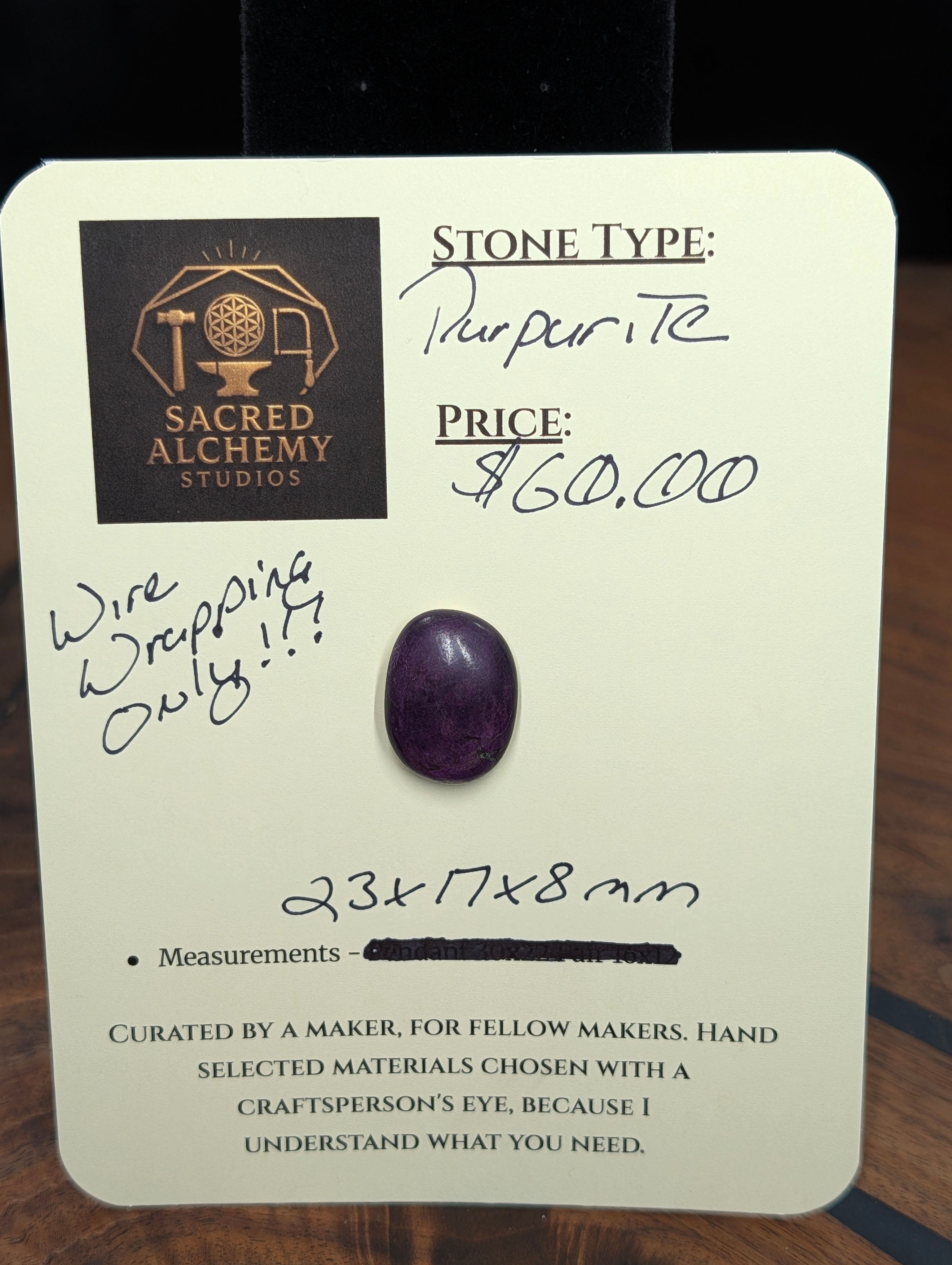 Purpurite Cabochon - Royal Manganese Phosphate by Sacred Alchemy Studios